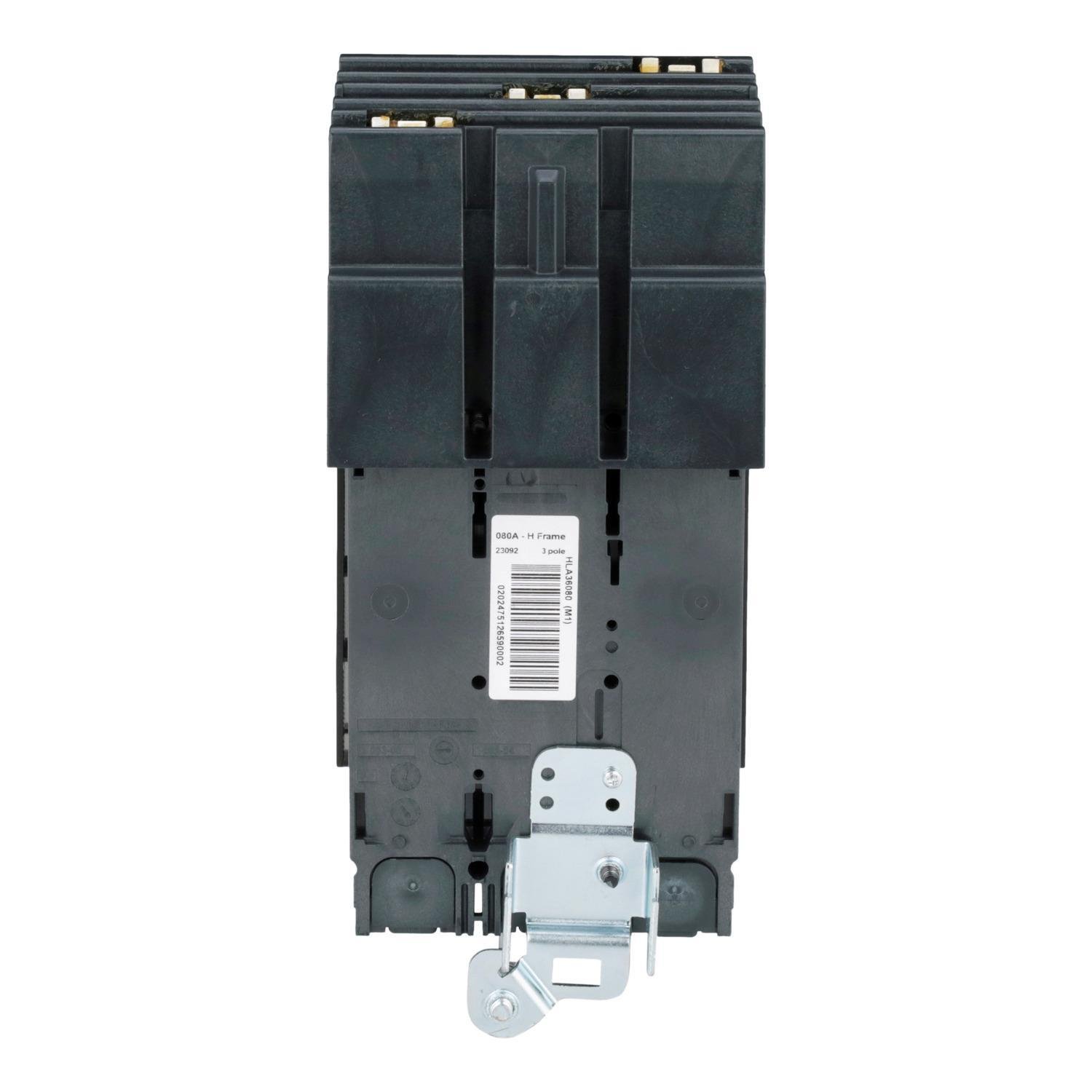 Picture of HLA36080 - Circuit breaker, PowerPacT H, 80A, 3 pole, 600VAC, 50kA, I-Line, thermal magnetic, 80%, ABC