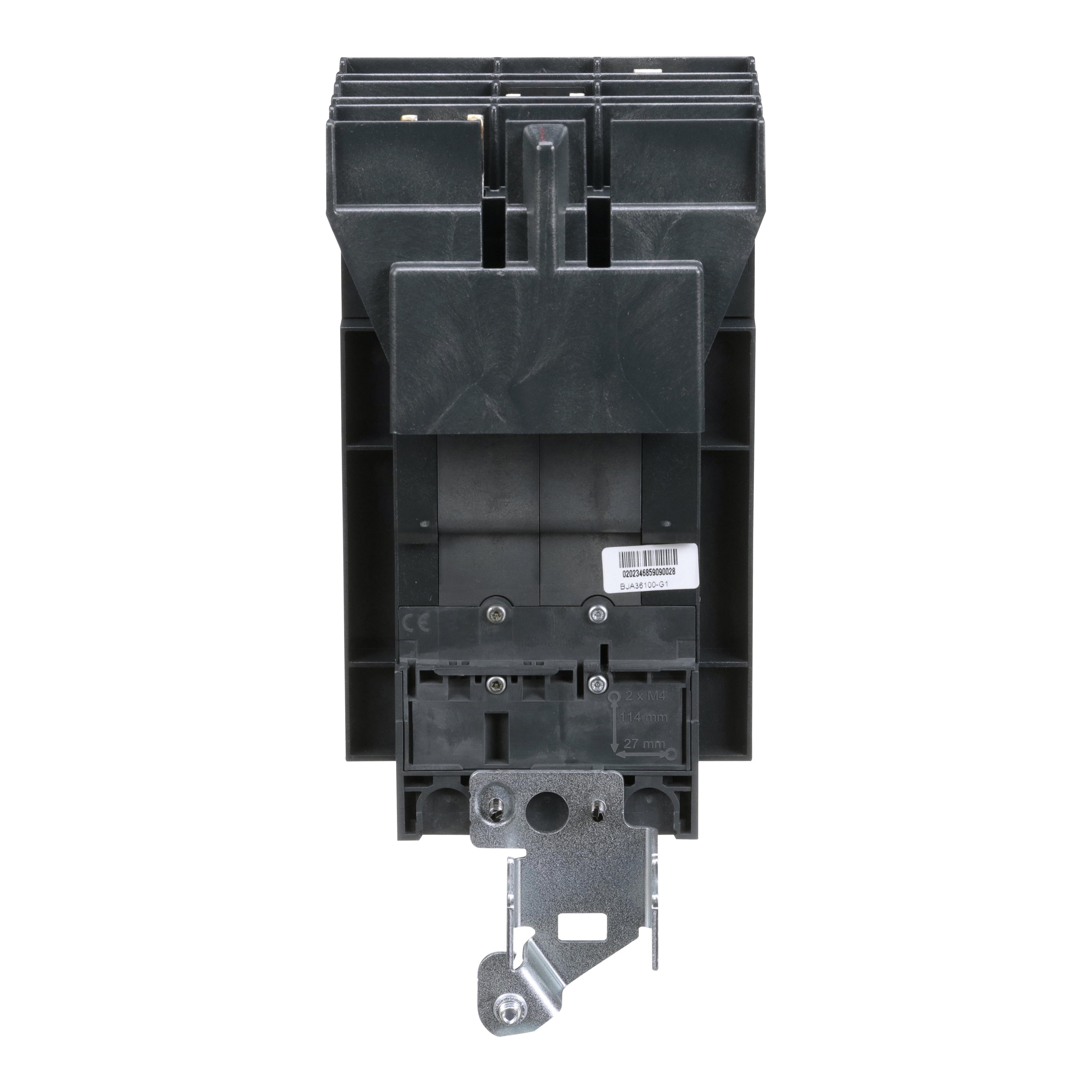 Picture of BJA36100 - Circuit breaker, PowerPacT B, 100A, 3 pole, 600Y/347VAC, 25kA, I-Line, thermal magnetic, 80%, ABC