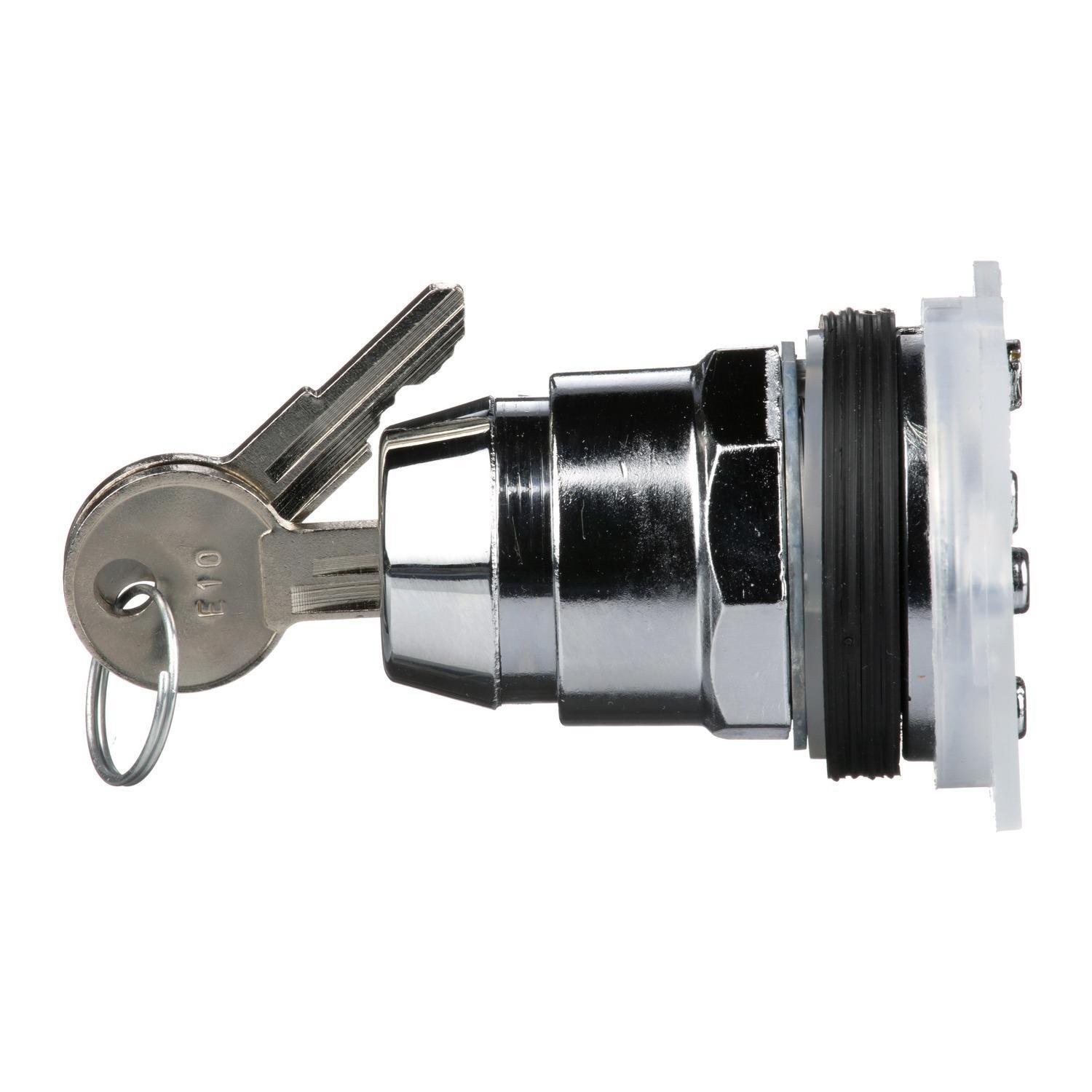 Picture of 9001KS43K10 - 30mm Push Button, Type K, keyed selector switch, 3 position, C cam, key withdrawal in any position