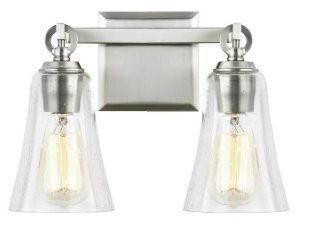 VS24702SN - Generation Lighting Monterro 2-Light Vanity Satin Nickel Finish With Clear Seeded Glass (VS24702SN)