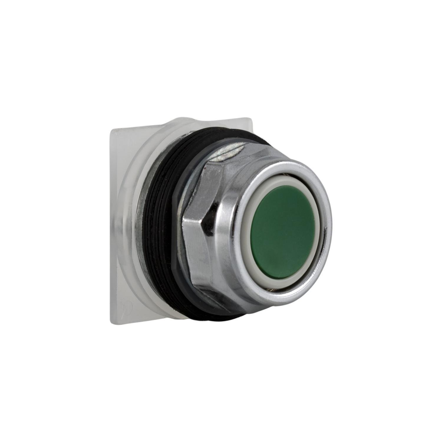 9001KR1G - Head for spring return push button, Harmony 9001K, metal, flush, green, 30mm