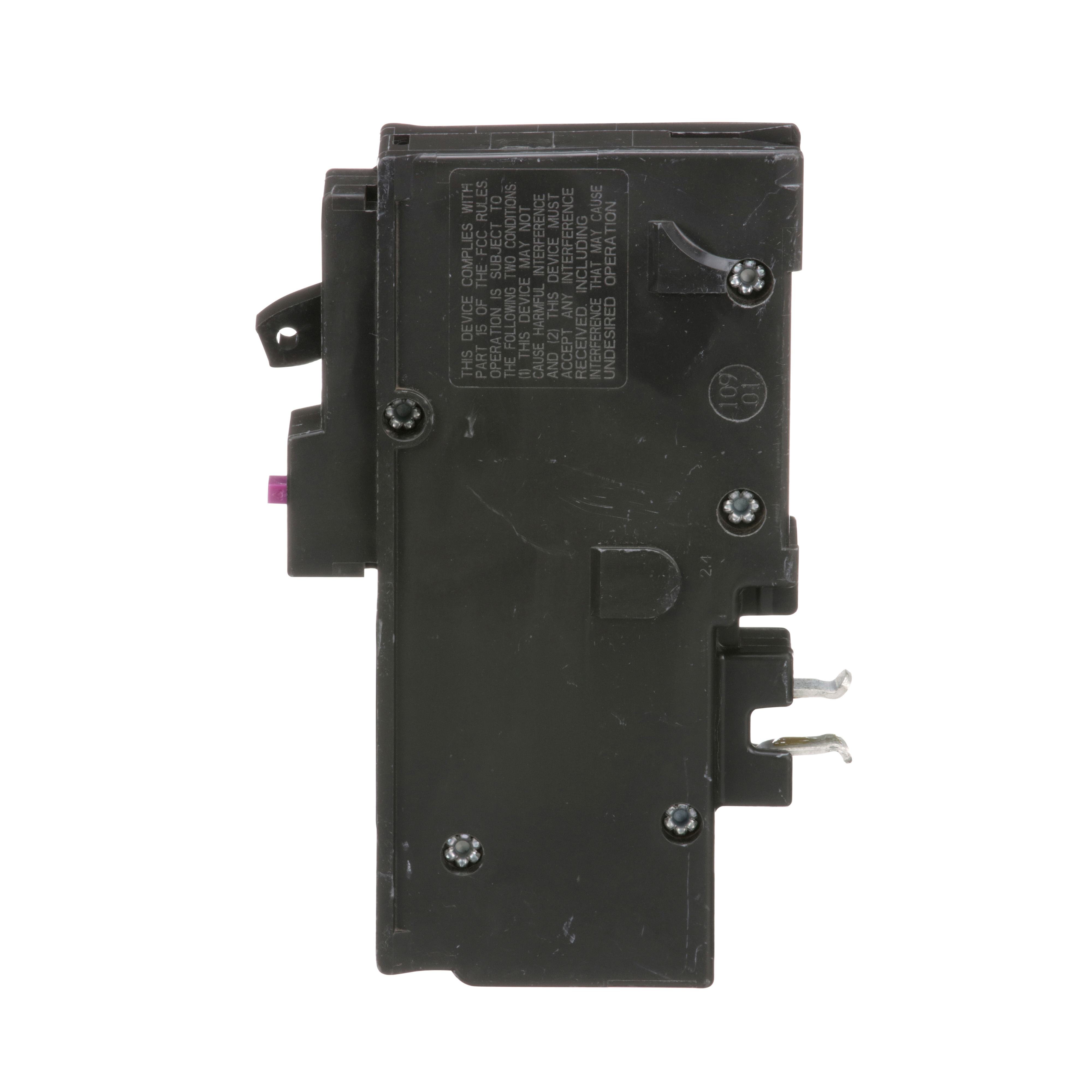 Picture of HOM115PDF - [TAA] Mini circuit breaker, Homeline, 15A, 1 pole, 120VAC, 10kA AIR, combo ARC/ground fault, plug on neutral, plug in, UL