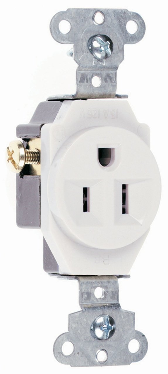 5251-W - 15A 125V Heavy Duty Spec-Grade Single Receptacle, Side Wire, White