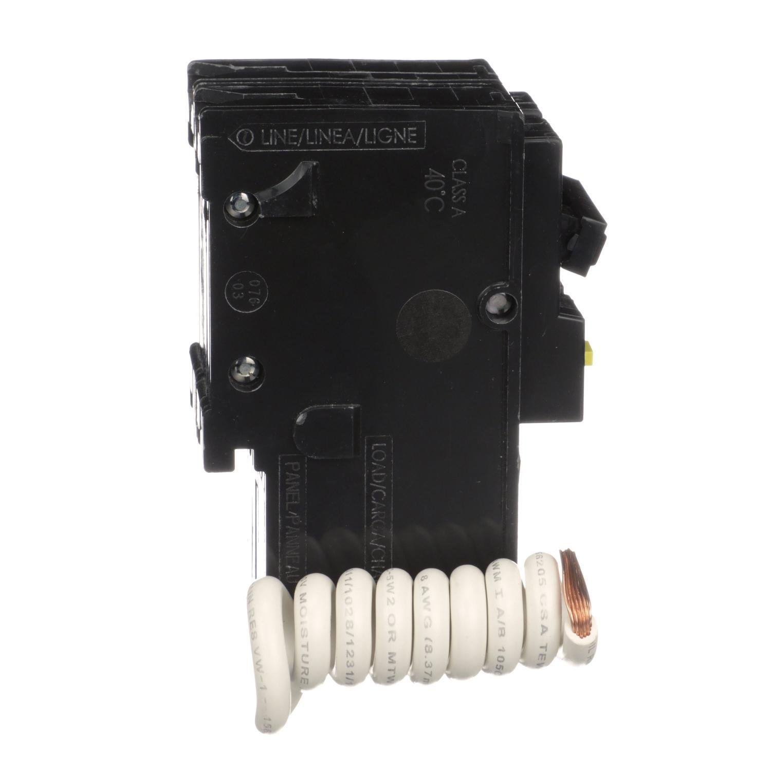Picture of HOM240GFIC - Mini circuit breaker, Homeline, 40A, 2 pole, 120/240 VAC, 10 kA AIR, ground fault class A, plug in, UL [TAA]