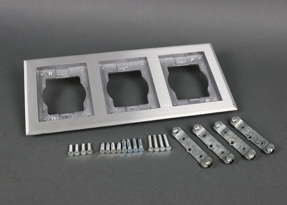 838TCAL - Omnibox® Triple Gang Rectangular Aluminum Carpet/Tile Flange