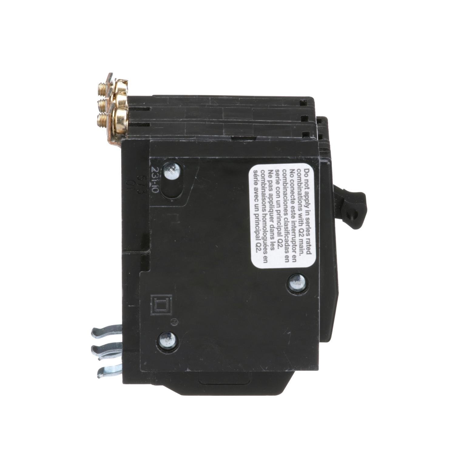 Picture of QOB3501021 - Mini circuit breaker, QO, 50A, 3 pole, 120/240VAC, 10kA, bolt on, AC shunt