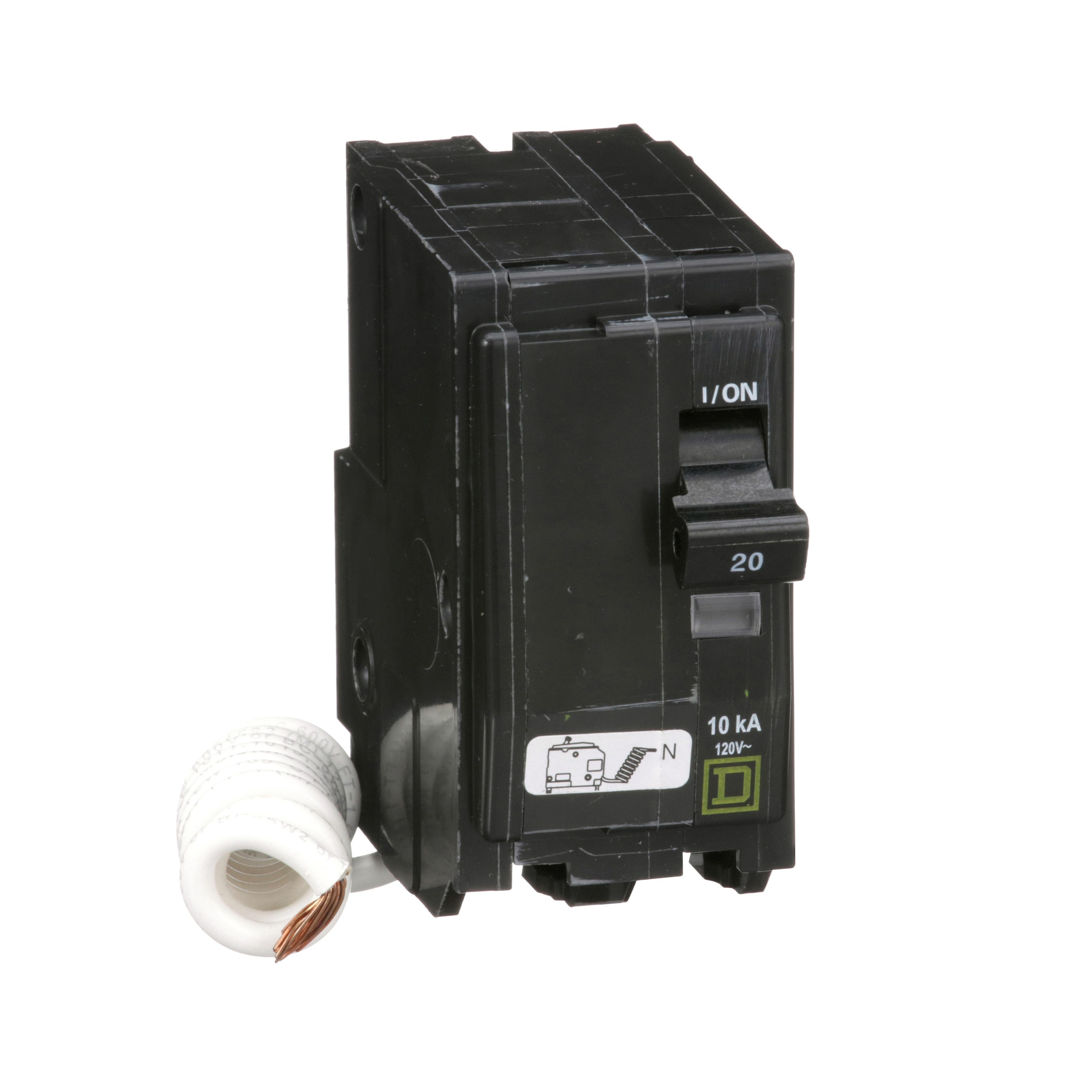 Picture of QO220SWN - Mini circuit breaker, QO, 20A, 2 pole, 120VAC, 10kA, plug in, switch neutral
