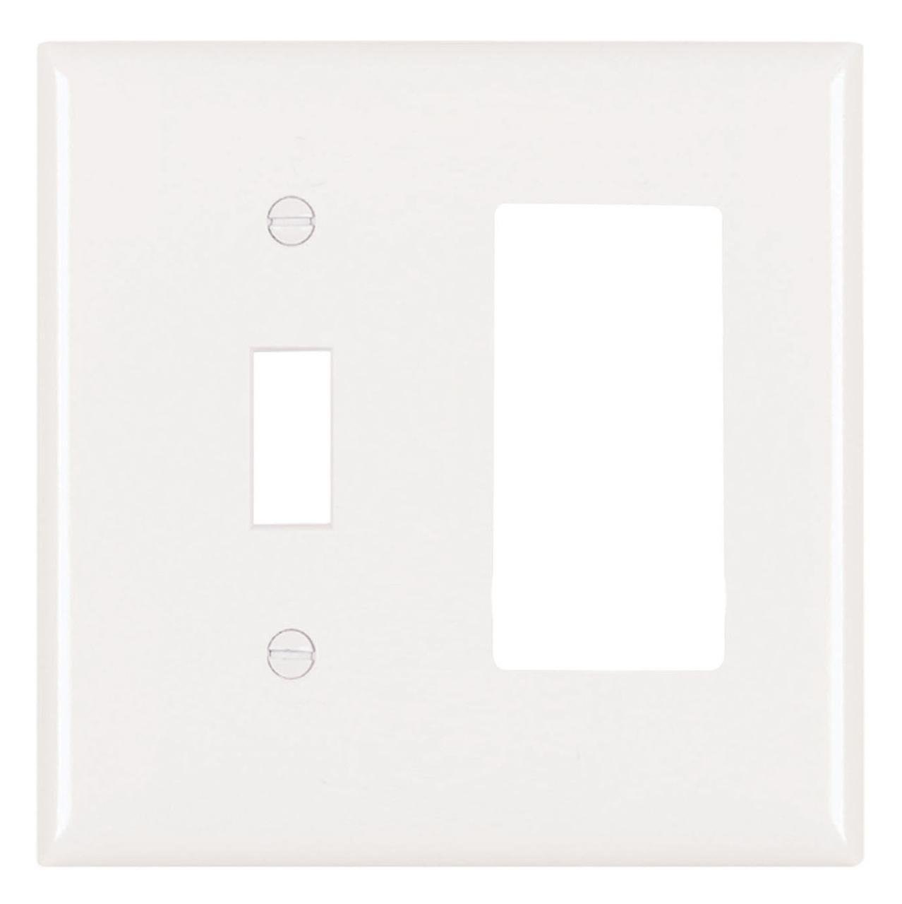 TP126-W - Combination Openings, 1 Toggle Switch and 1 Decorator, Two Gang, White