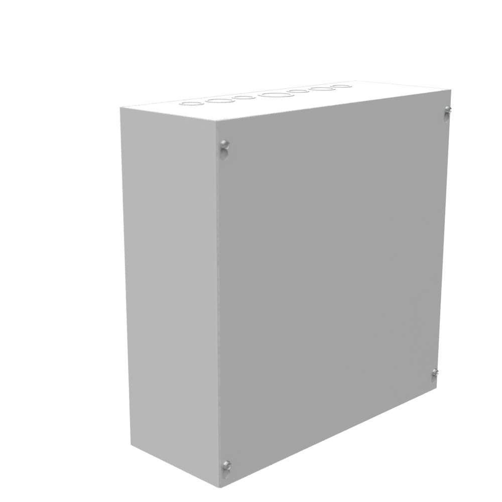 Picture of 16166-SC1 - 16x6x16 Screw Cover Type 1 UL Listed Steel Knockouts ANSI 61 Gray Cover With Teardrop Slots Mounting Holes In Back