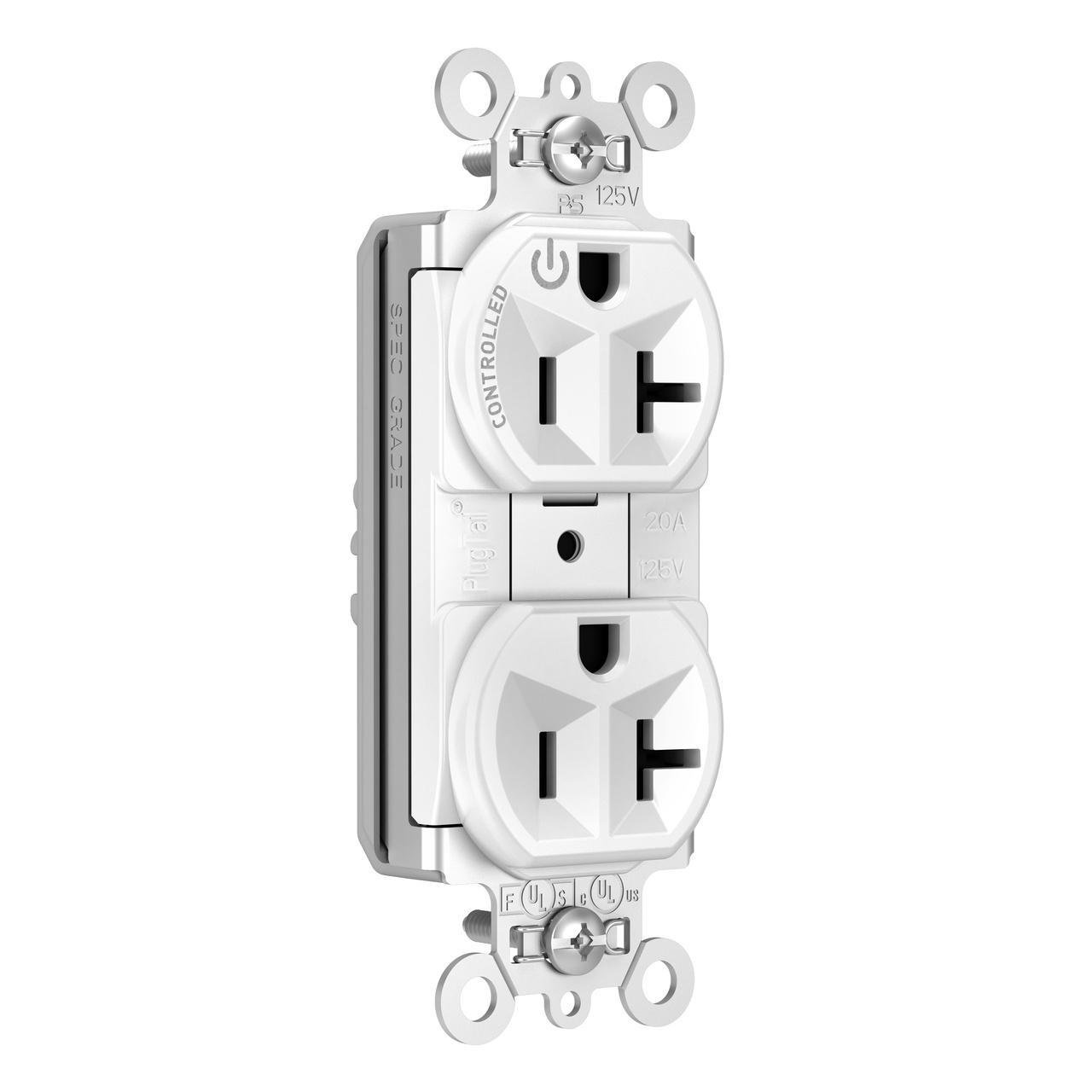 Picture of PT5362SCCHW - Spec-Grade Plug Load Controllable Duplex Receptacle, White, 20A 125V 