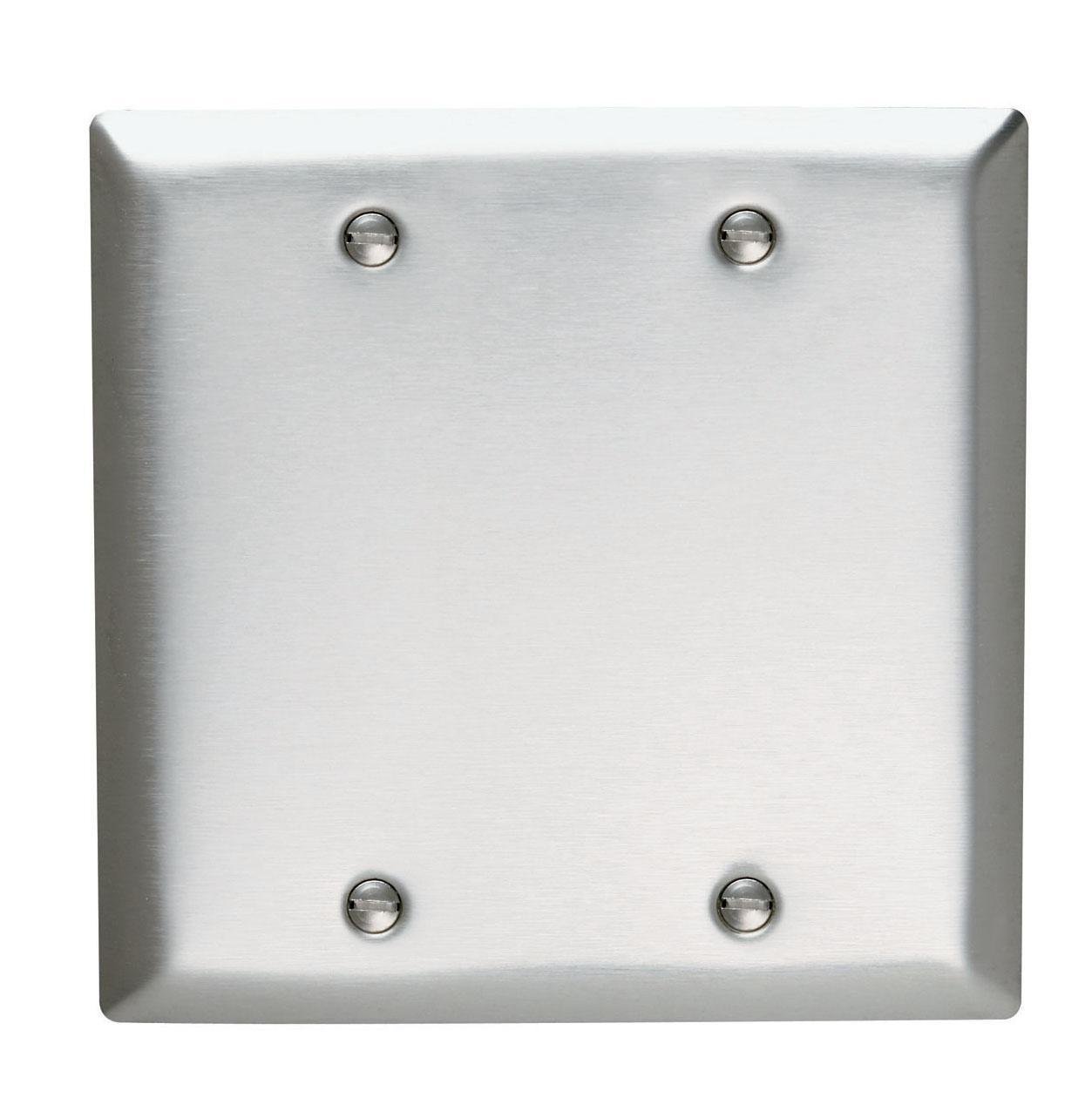 SS23 - 2-Gang 302/304 Stainless Steel Wall Plate, Blank, Box Mounted