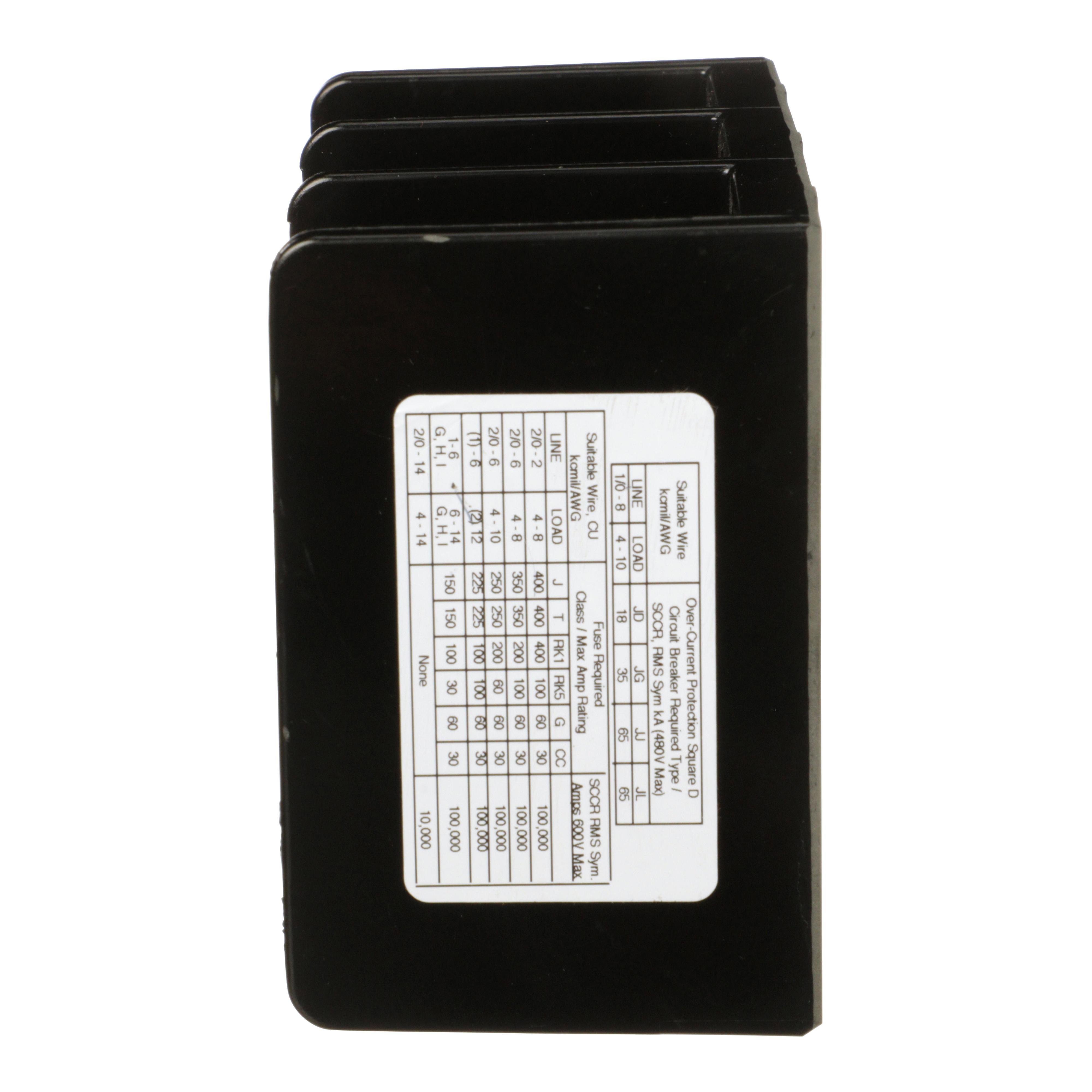 Picture of 9080LBA363206 - Power distribution block, Linergy, 3 pole, 2 line, 6 load, 350A Cu, 270A Al, 600V