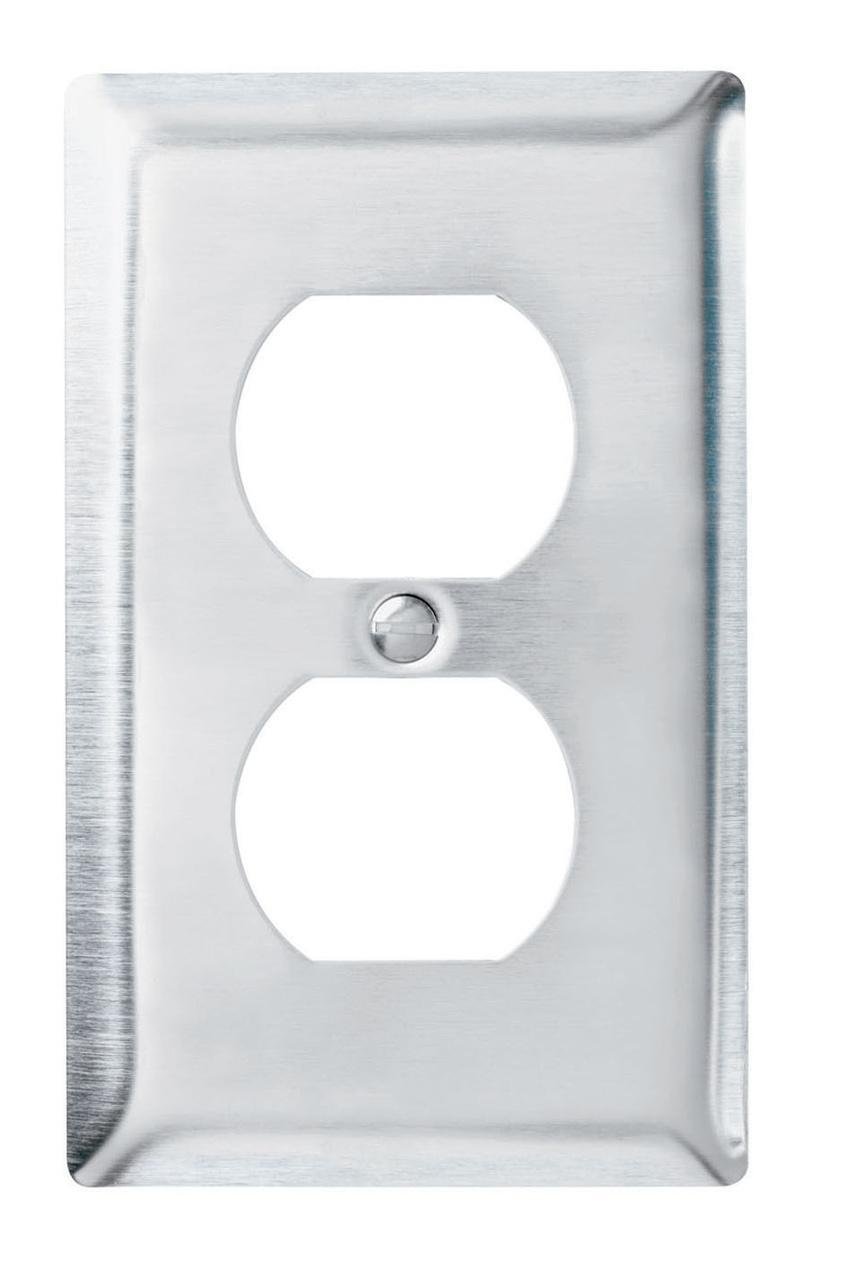 SS8 - 1-Gang 302/304 Stainless Steel Wall Plate, Duplex Receptacle Openings