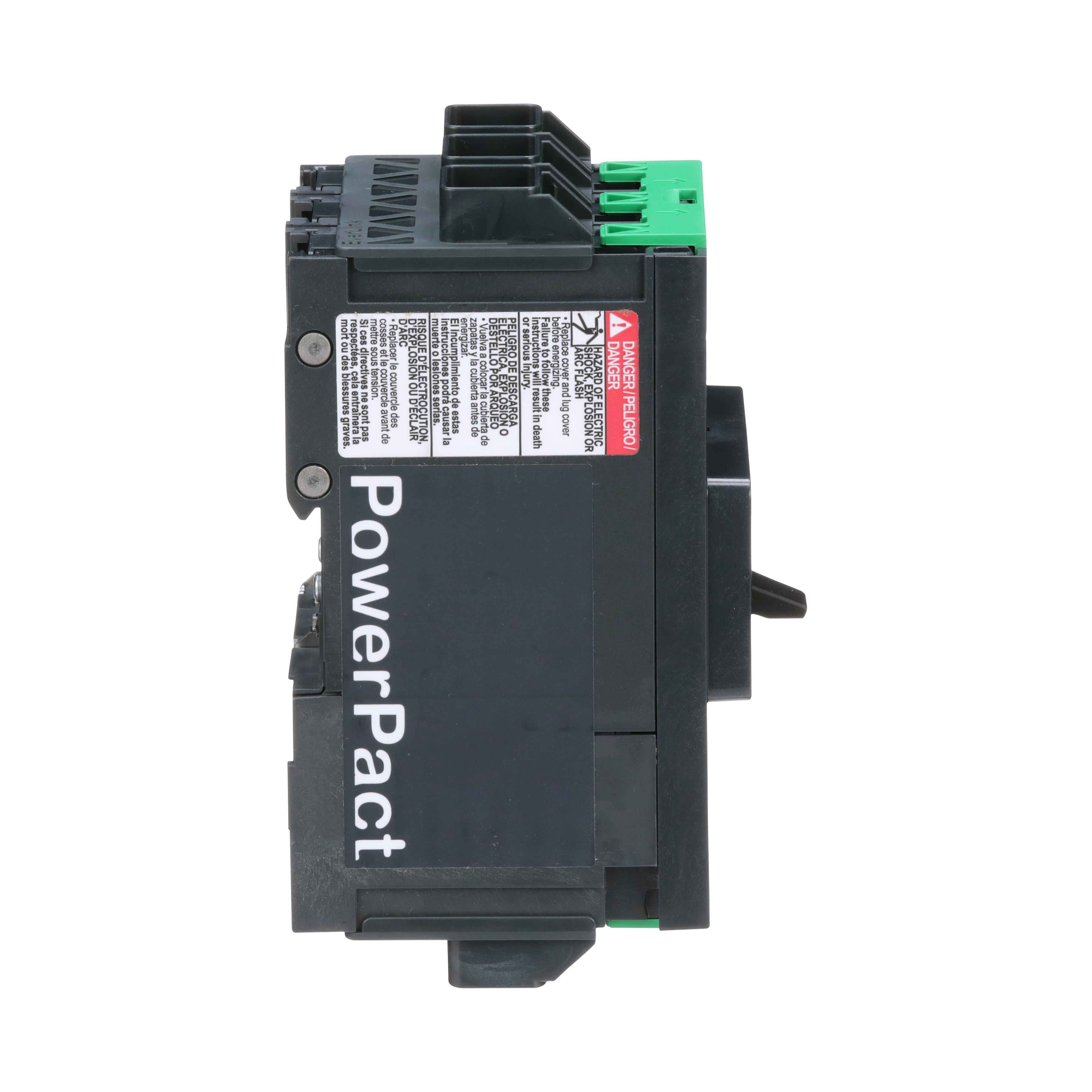 Picture of BDL36125 - Circuit breaker, PowerPacT B, 125A, 3 pole, 600Y/347VAC, 14kA, lugs, thermal magnetic, 80%