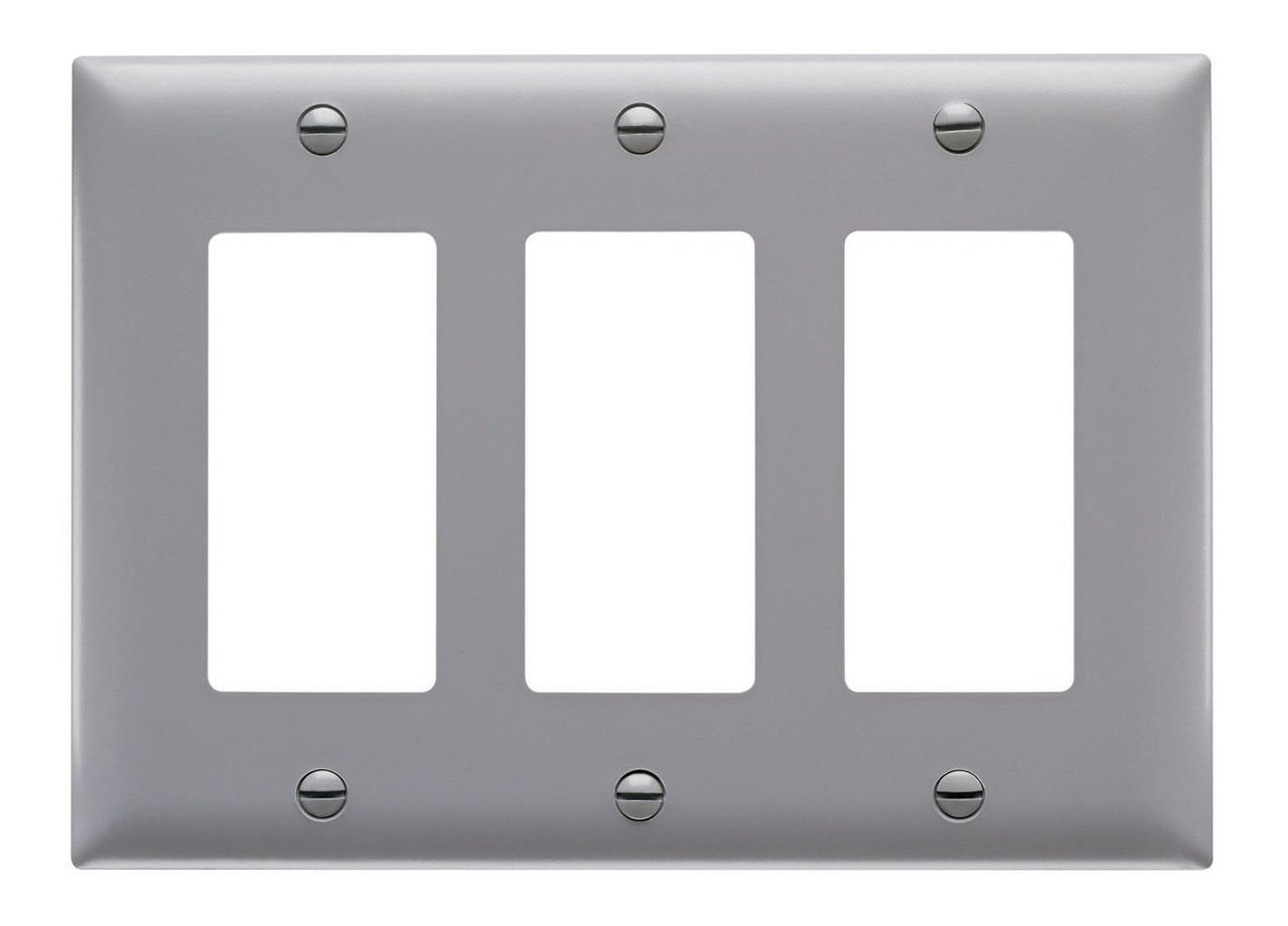 TP263-GRY - TradeMaster® 3-Gang Nylon Wall Plate, 3 Decorator Openings, Gray