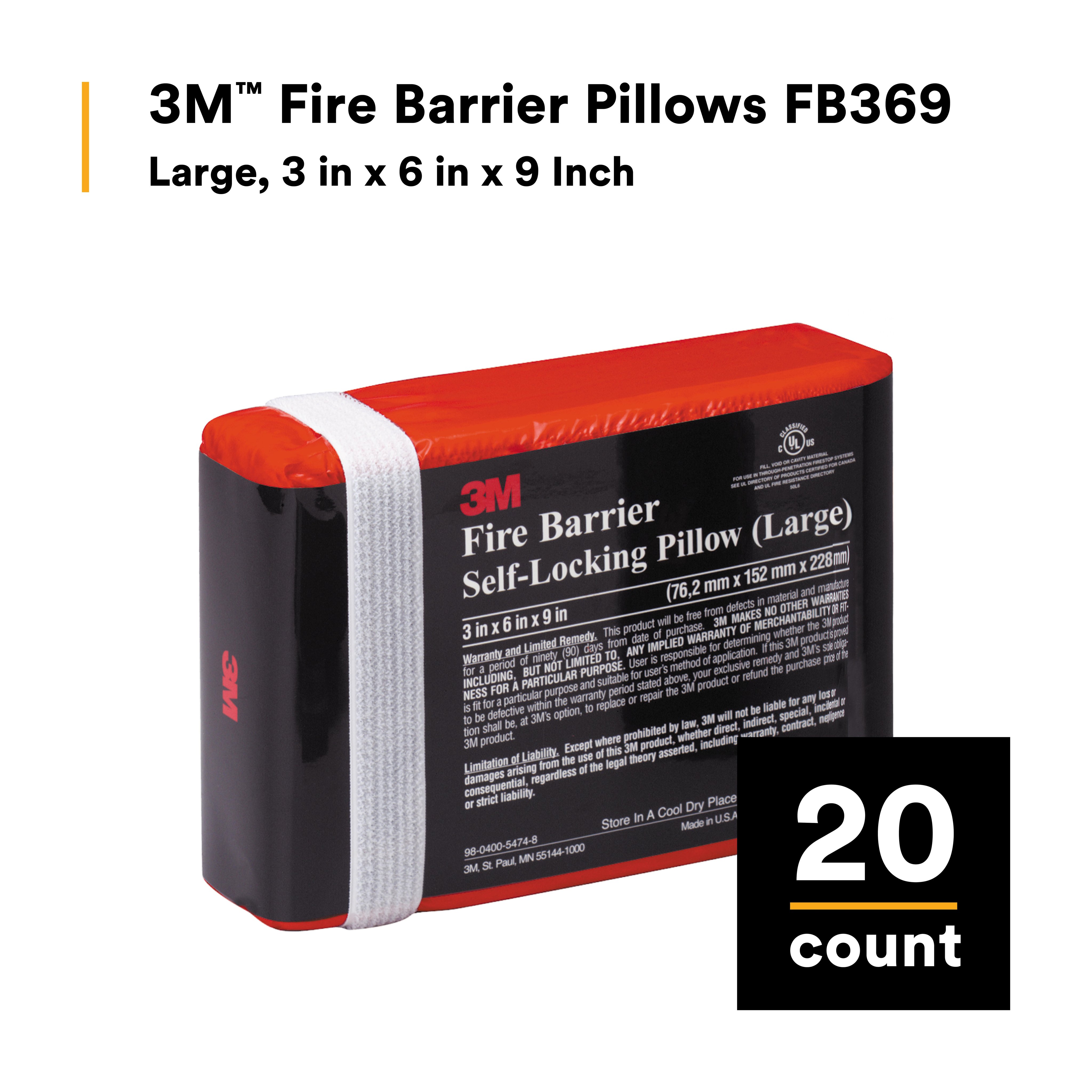 Picture of FB-369* - 3M Fire Barrier Pillows FB369, Large, 3 in x 6 in x 9 in, 20/case