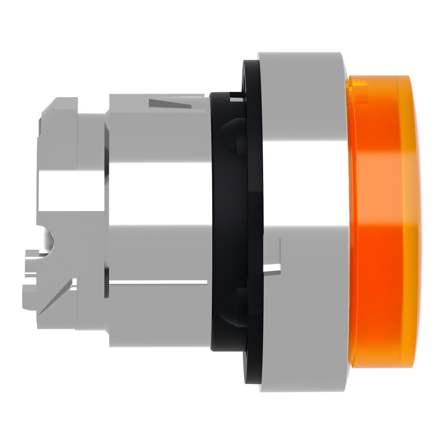 Picture of ZB4BW153 - Head for illuminated push button, Harmony XB4, metal, orange projecting, 22mm, universal LED, spring return, plain lens
