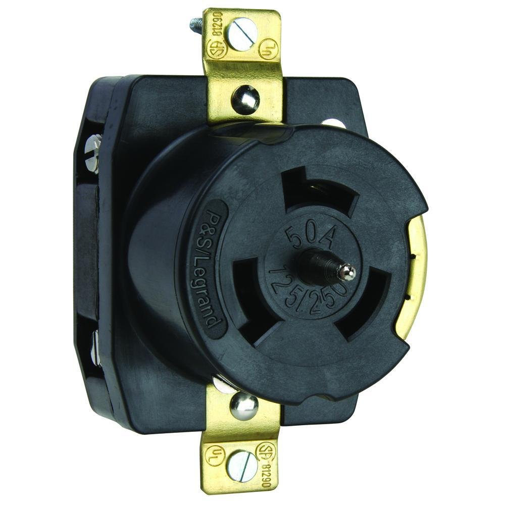 CS6369 - 50A 125/250V California Standard Single Receptacle, 3-Pole 4-Wire, Black