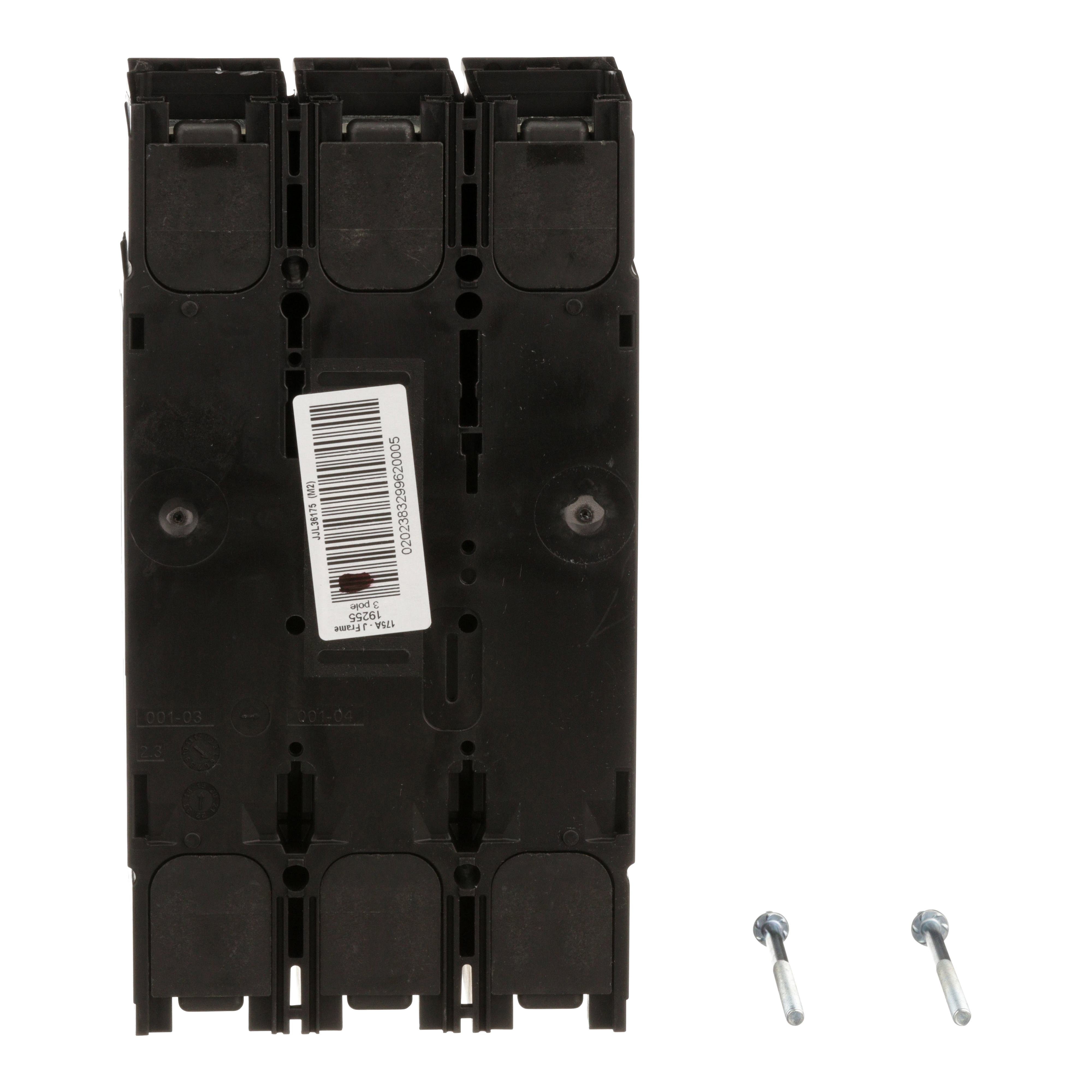 Picture of JJL36175 - Circuit breaker, PowerPacT J, 175A, 3 pole, 600VAC, 25kA, lugs, thermal magnetic, 80%