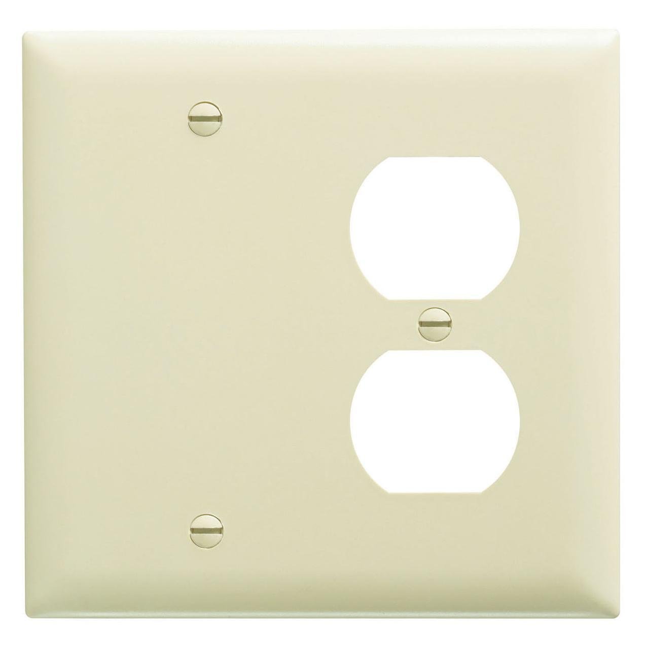 TradeMaster® 2-Gang Nylon Wall Plate, 1 Duplex Receptacle Opening, 1 Blank, Brown