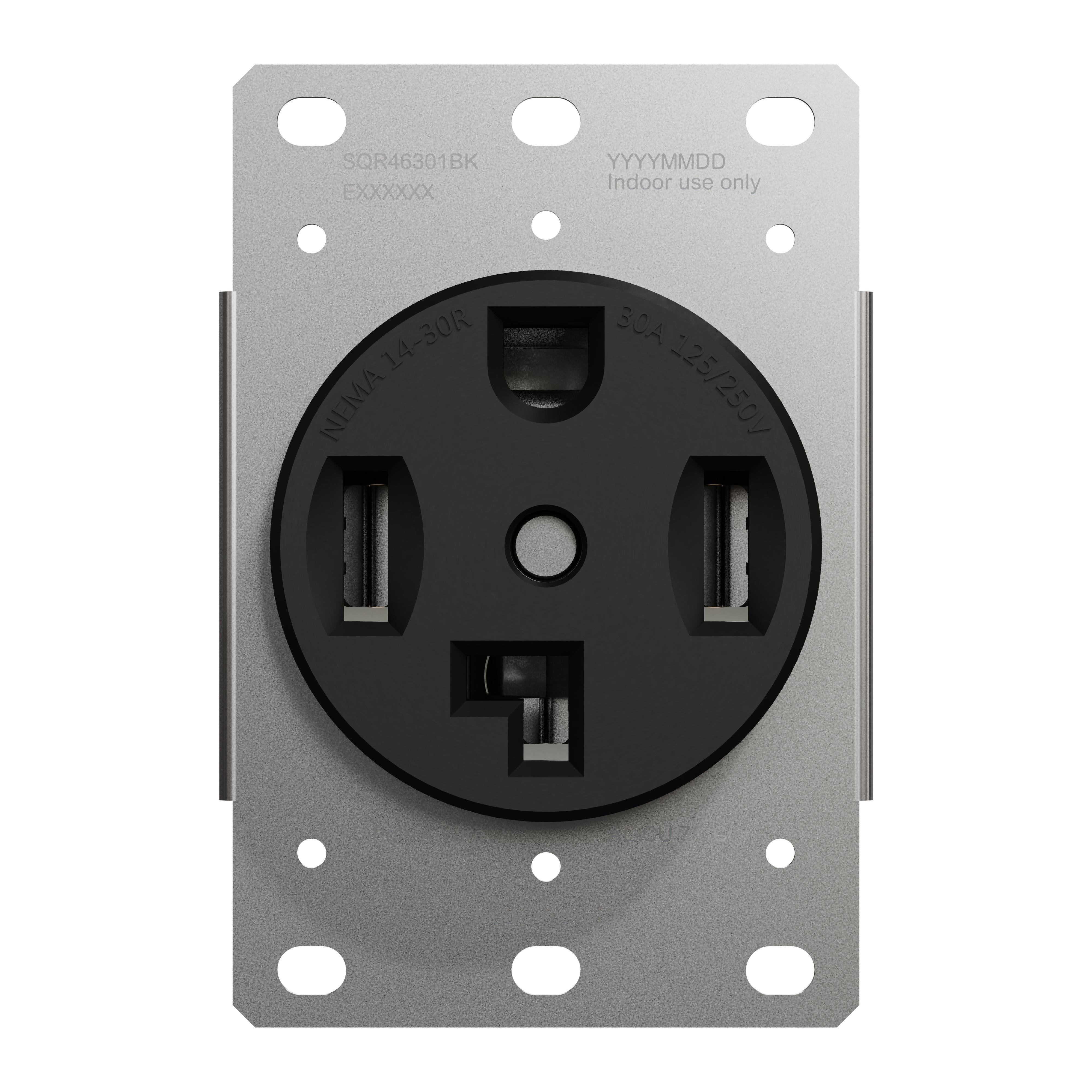 SQR46301BK - Socket-outlet, X Series, 30A, standard, for dryer, commercial, black, matte finish
