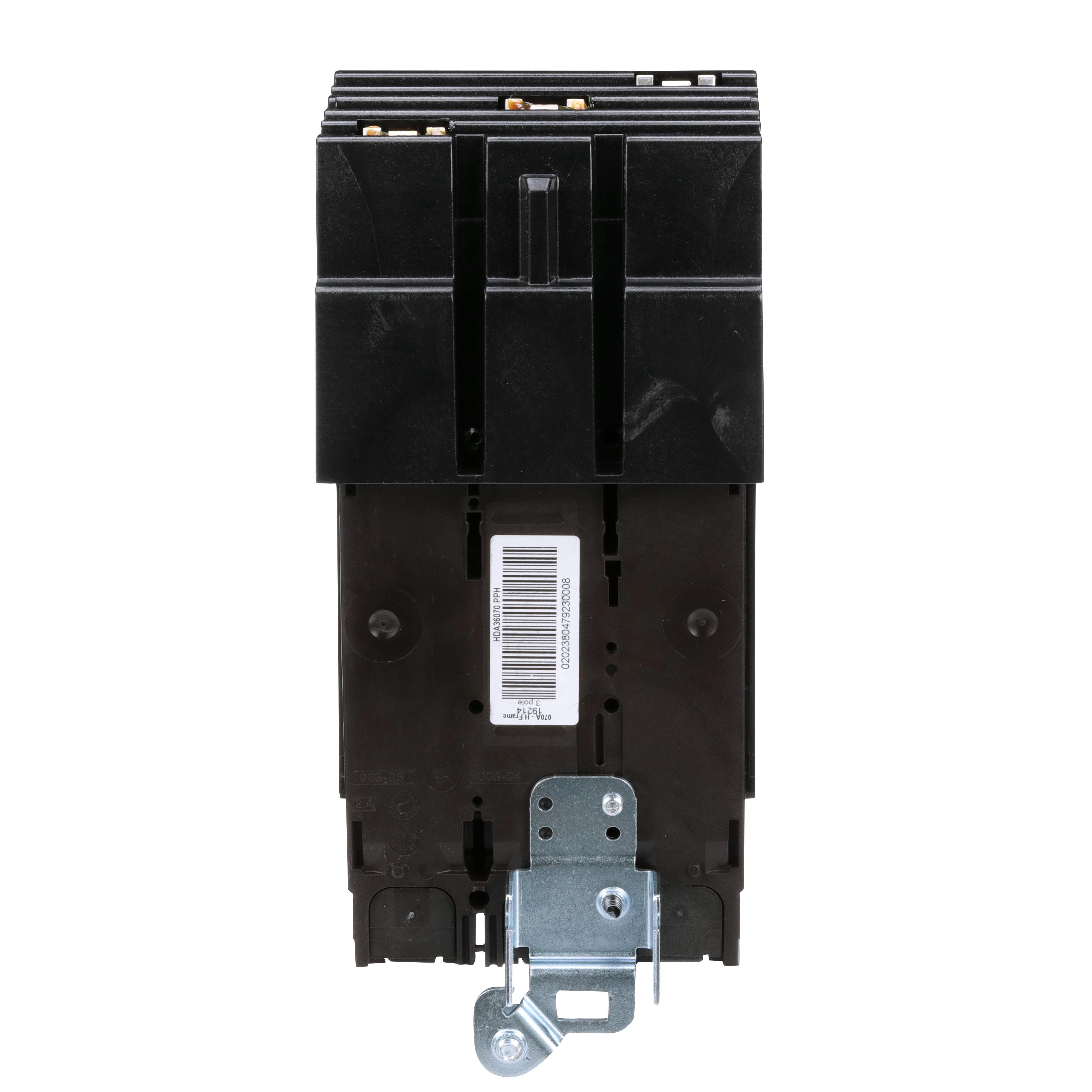 Picture of HDA36070 - Circuit breaker, PowerPacT H, 70A, 3 pole, 600VAC, 14kA, I-Line, thermal magnetic, 80%, ABC