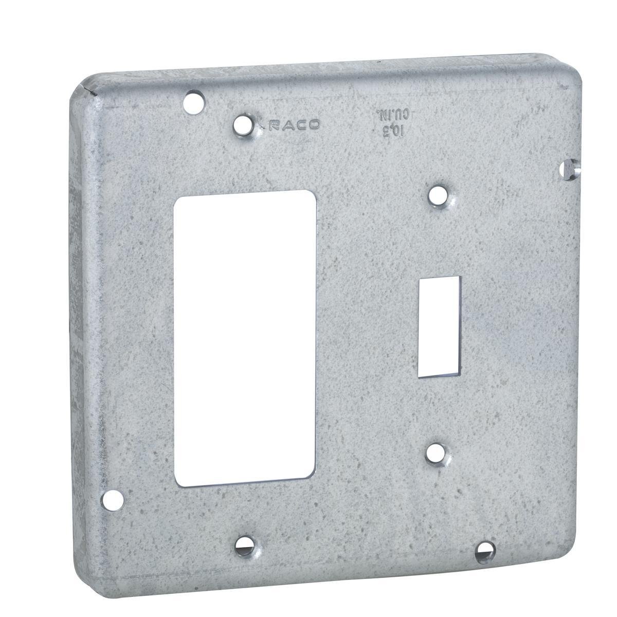 858 - 4-11/16 in. Square Cover, Exposed Work, Toggle Switch/GFCI