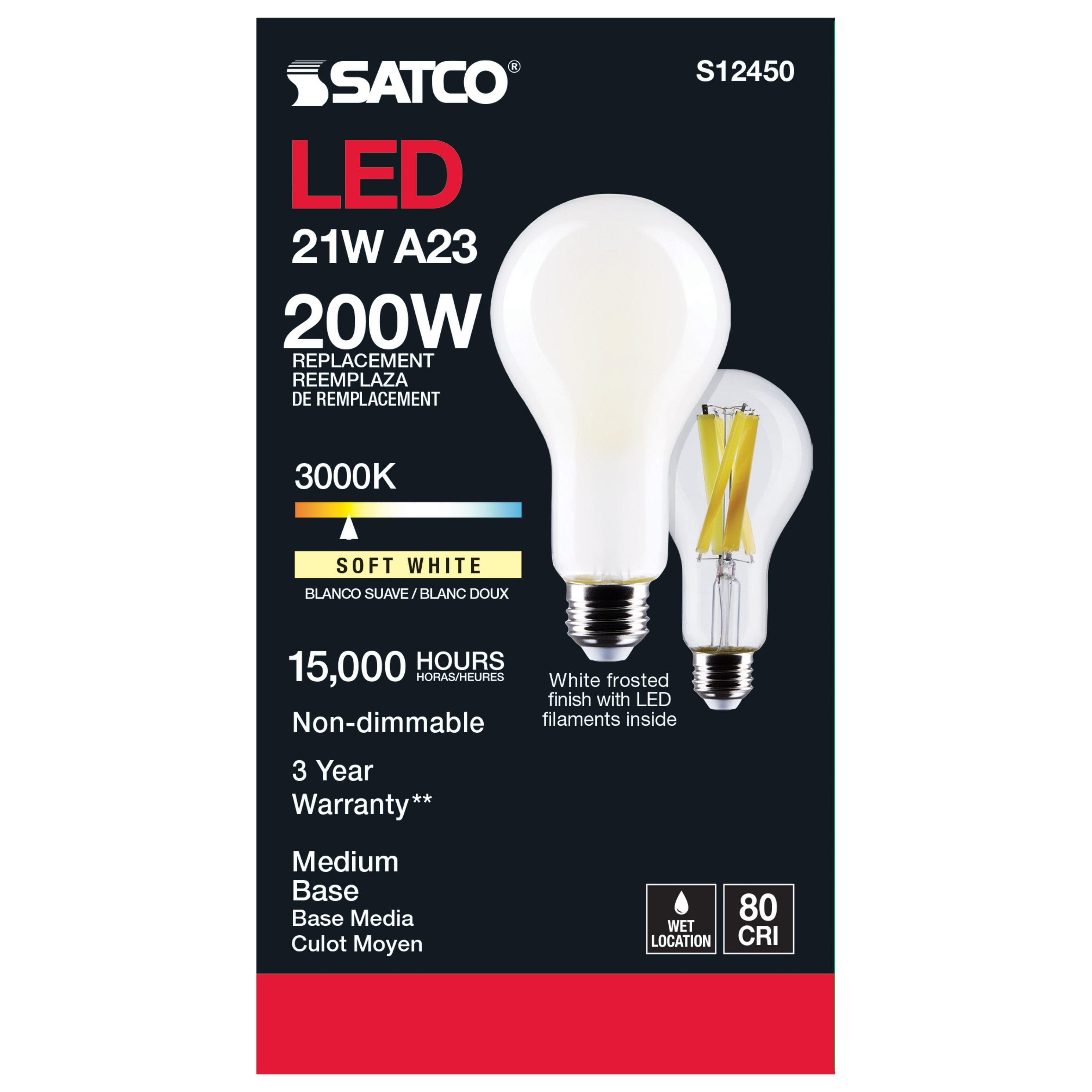 Picture of S12450 - 21 Watt - A23 LED - Frost Finish - Medium base - 3000K - 120 Volt