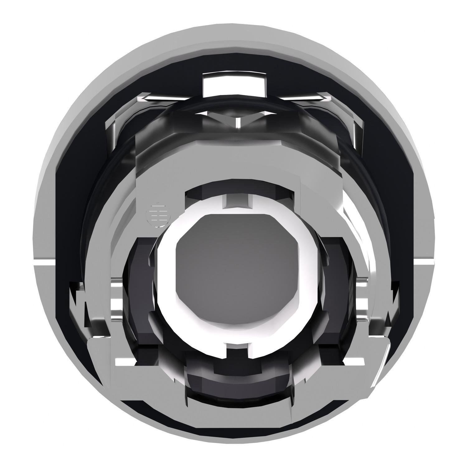 Picture of ZB4BW143 - Head for illuminated push button, Harmony XB4, metal, red projecting, 22mm, universal LED, spring return, plain lens