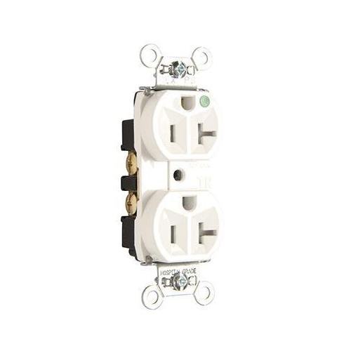 TR8300HW - 20A 125V Hospital-Grade Tamper-Resistant Compact Duplex Receptacle, Back and Side Wire, White