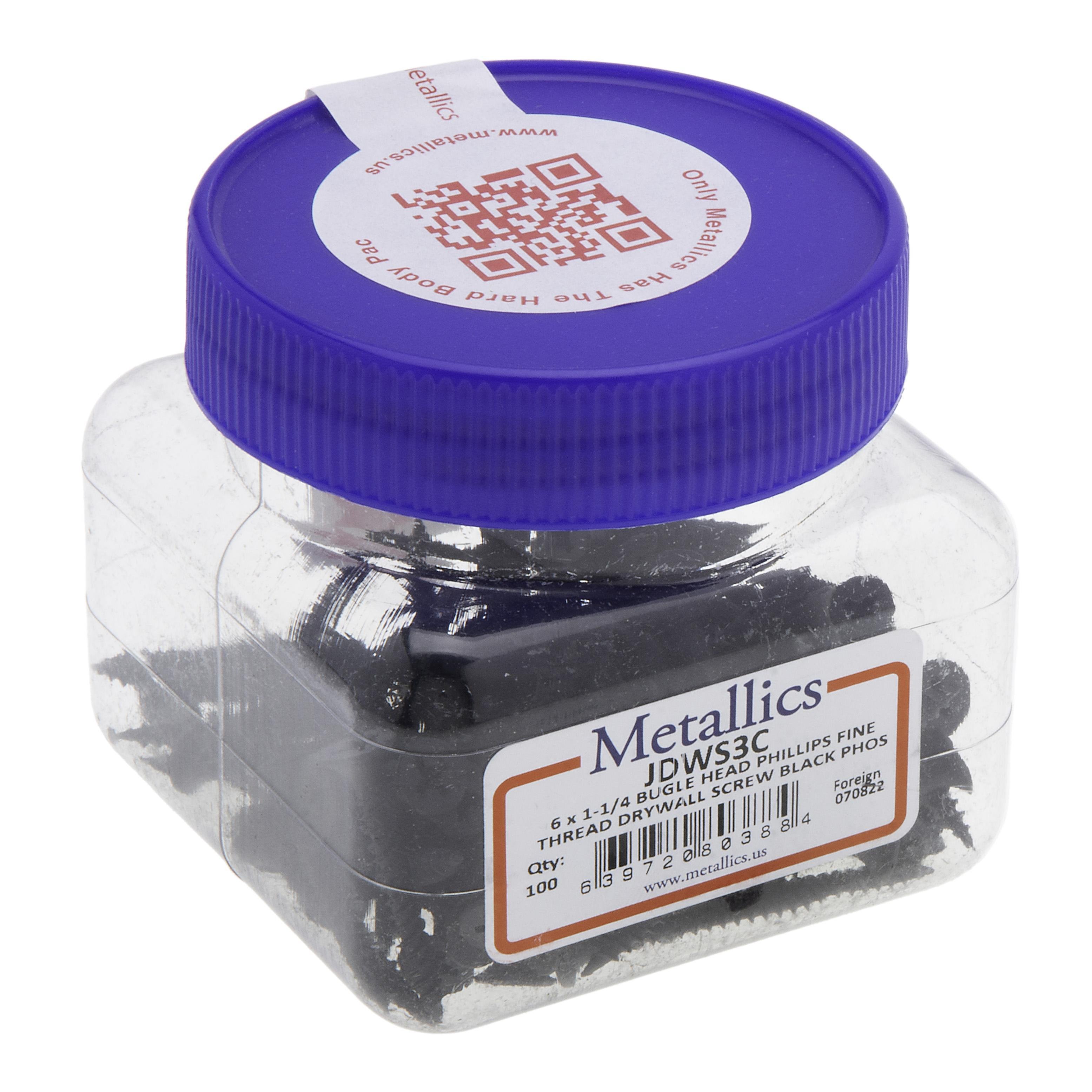 Picture of JDWS3C - 6 x 1-1/4 in. Bugle Head Phillips Drywall Screws - Steel Black Phosphate - Fine Threads - 100qty