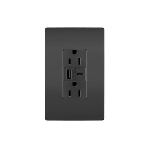 R26USBAC6BK - radiant® 15A Tamper-Resistant Ultra-Fast USB Type A/C Outlet, Black