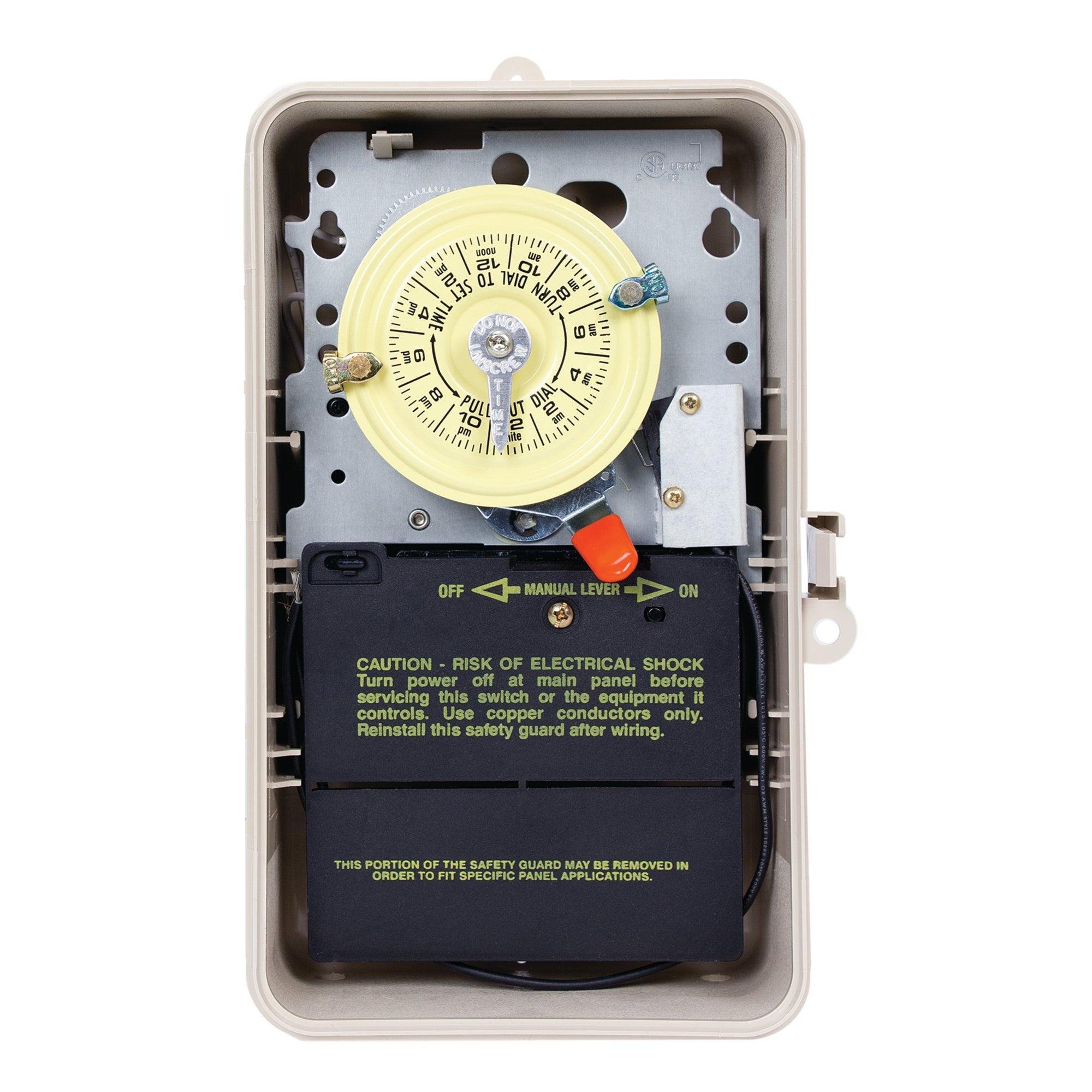 T101P201 - 24-Hour 120V Mechanical Time Switch, SPST, Pool Heater Protection, Type 3R Plastic Enclosure