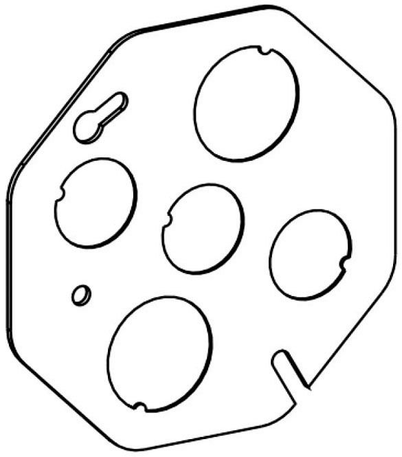 CB-BK - FLAT, 4" OCTAGONAL CONCRETE BOX BLANK COVER WITH 1/2" & 3/4" KO