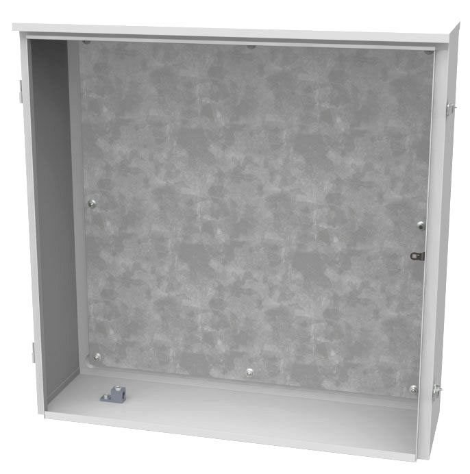 363610-TC3R-H-BP-SP - 36x10x36 Hinge Cover Type 3R UL Listed Steel No Knockouts ANSI 61 Gray Pad Locking Wing Handle Steel Back Panel Installed Lift-off Hinge Mounting Emboss Holes In Back Connector Installed