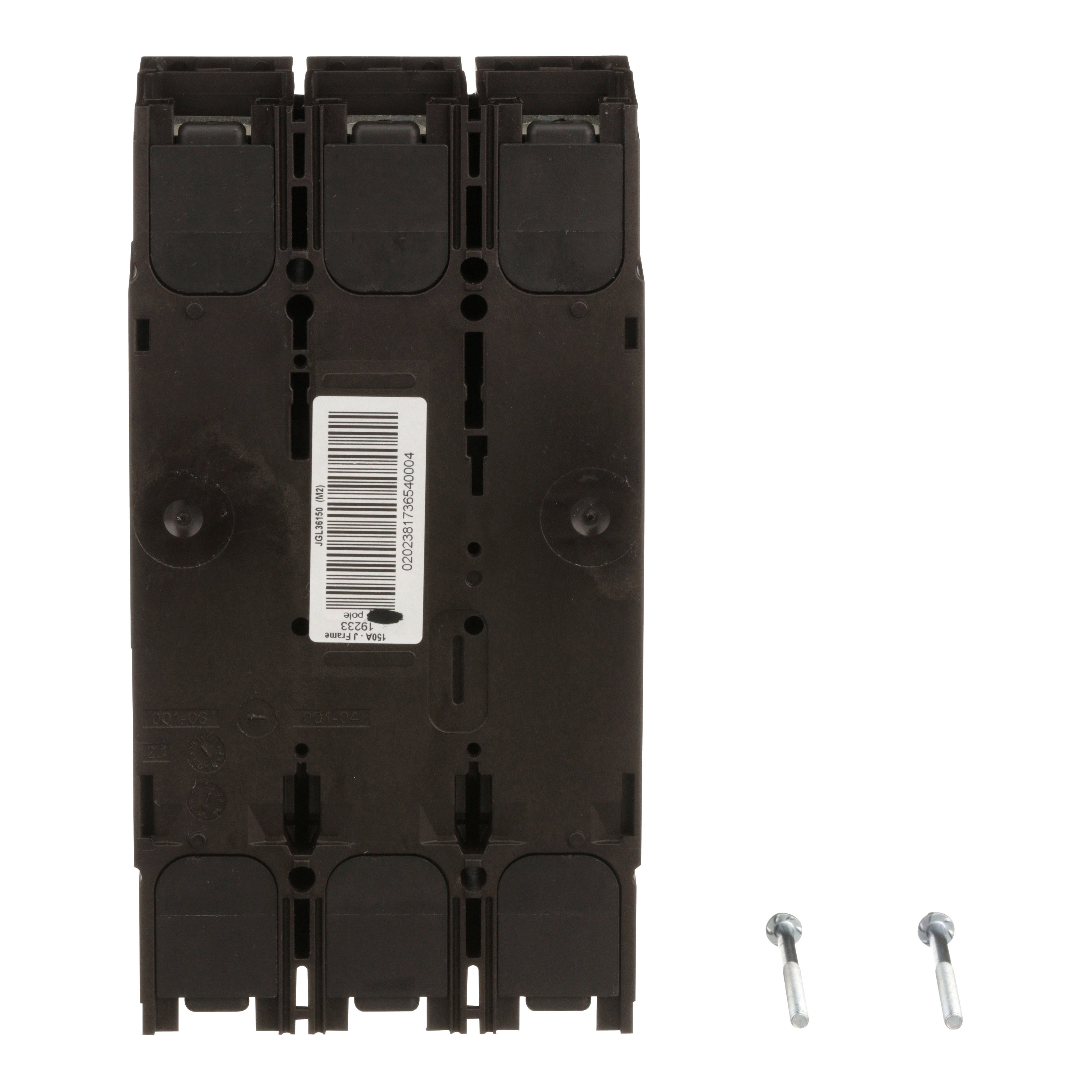 Picture of JGL36150 - Circuit breaker, PowerPacT J, 150A, 3 pole, 600VAC, 18kA, lugs, thermal magnetic, 80%