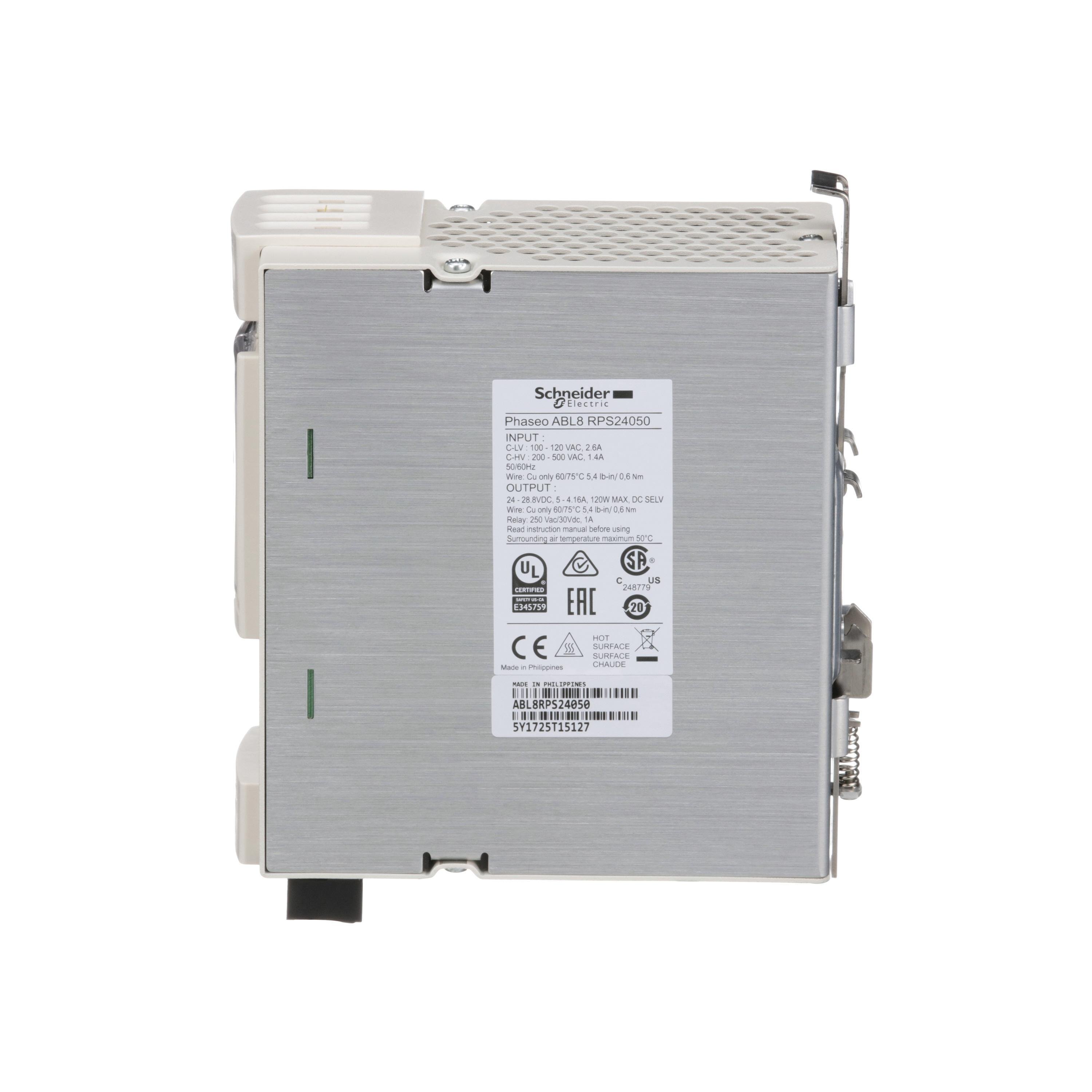 Picture of ABL8RPS24050 - universal power supply, Phaseo, 1 or 2 phase, 100 to 500 V, 24 V, 5 A