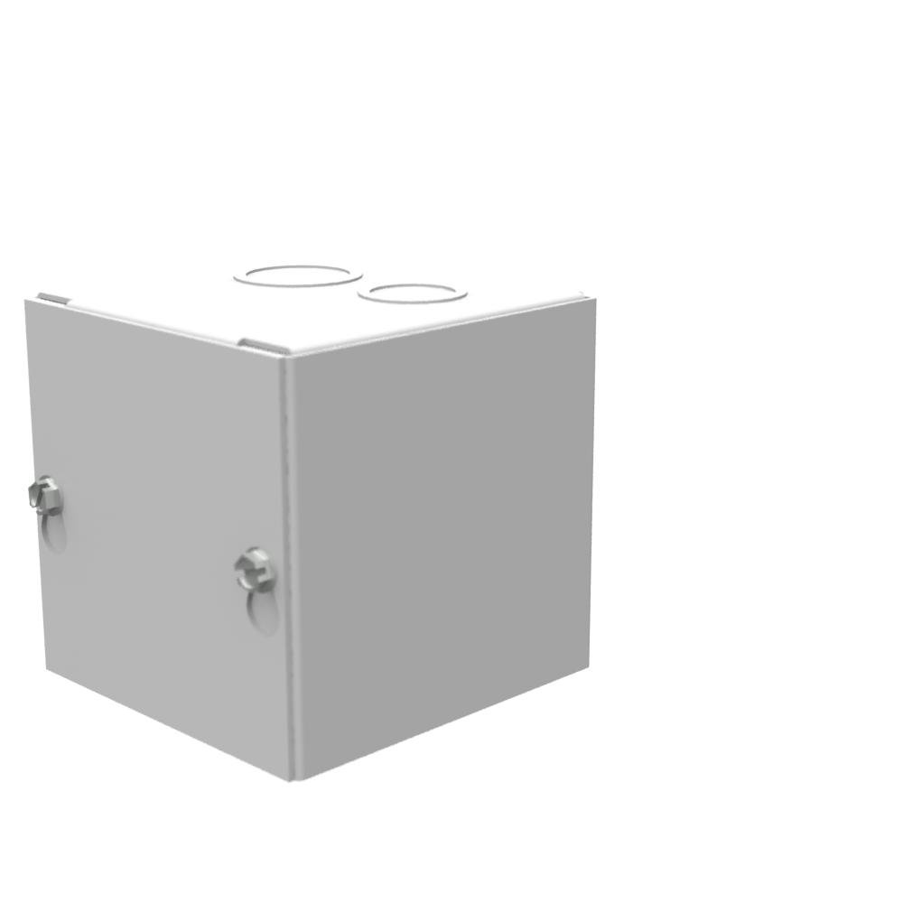 Picture of 444-SC1 - 4X4X4 Screw Cover Type 1 UL Listed Steel Knockouts ANSI 61 Gray Cover With Teardrop Slots Mounting Holes In Back