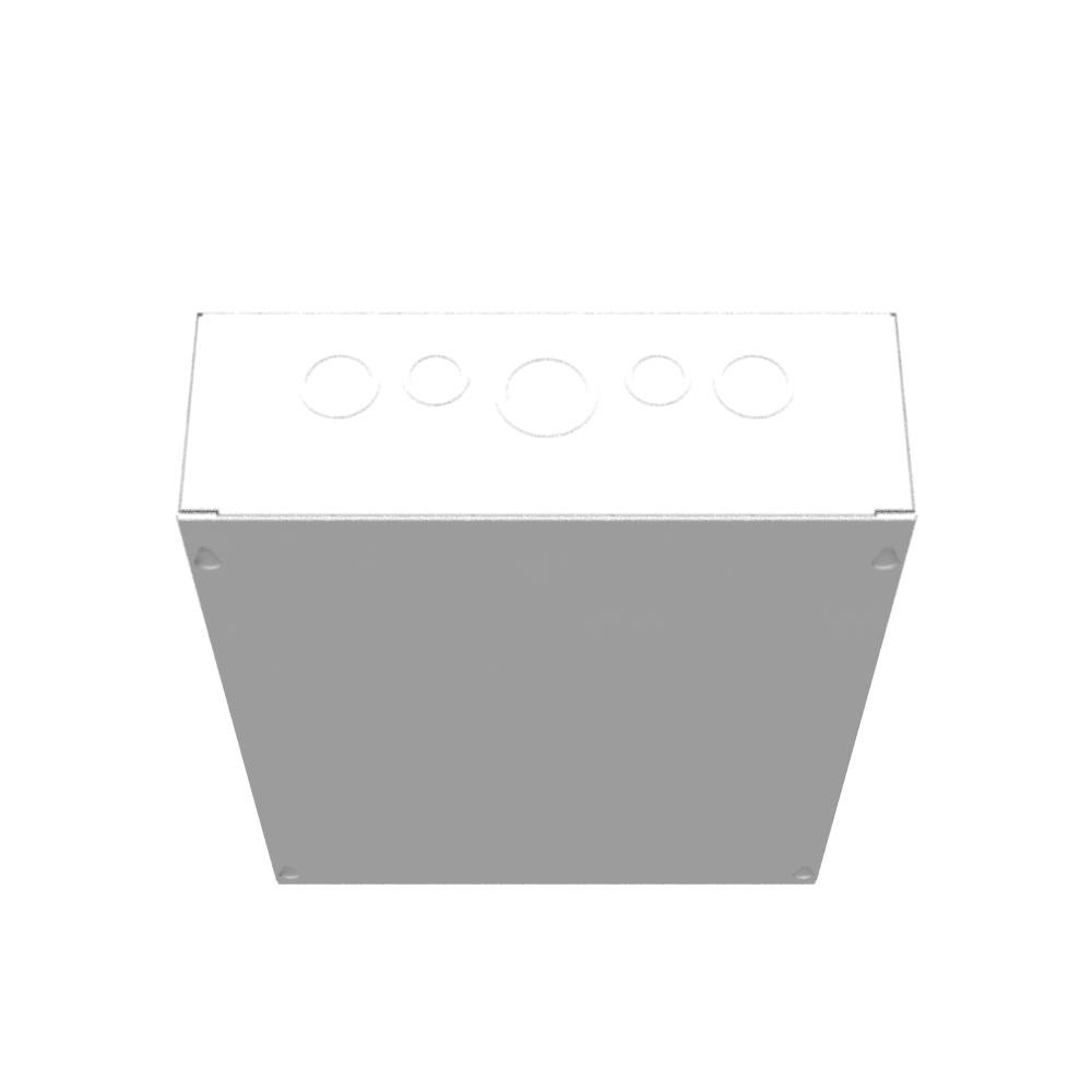 Picture of 12164-SC1 - 16x4X12 Screw Cover Type 1 UL Listed Steel Knockouts ANSI 61 Gray Cover With Teardrop Slots Mounting Holes In Back