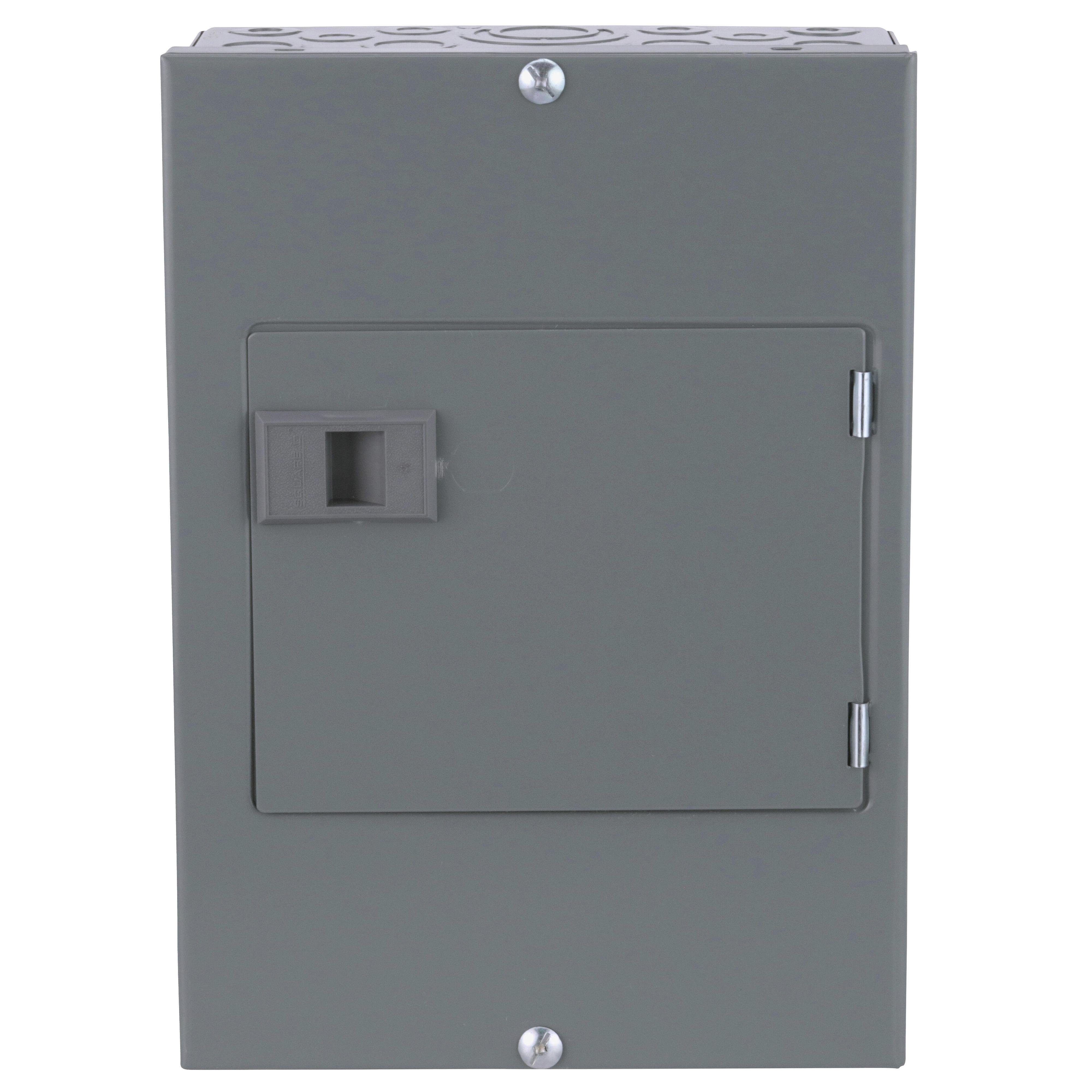QO816L100DS - Load center, QO, 1 phase, 8 spaces, 16 circuits, 100A fixed main lugs, NEMA1, door surface cover