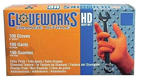GWON46100 - Gloveworks GWON46100 Orange Large Heavy Duty Nitrile Gloves 100 Count