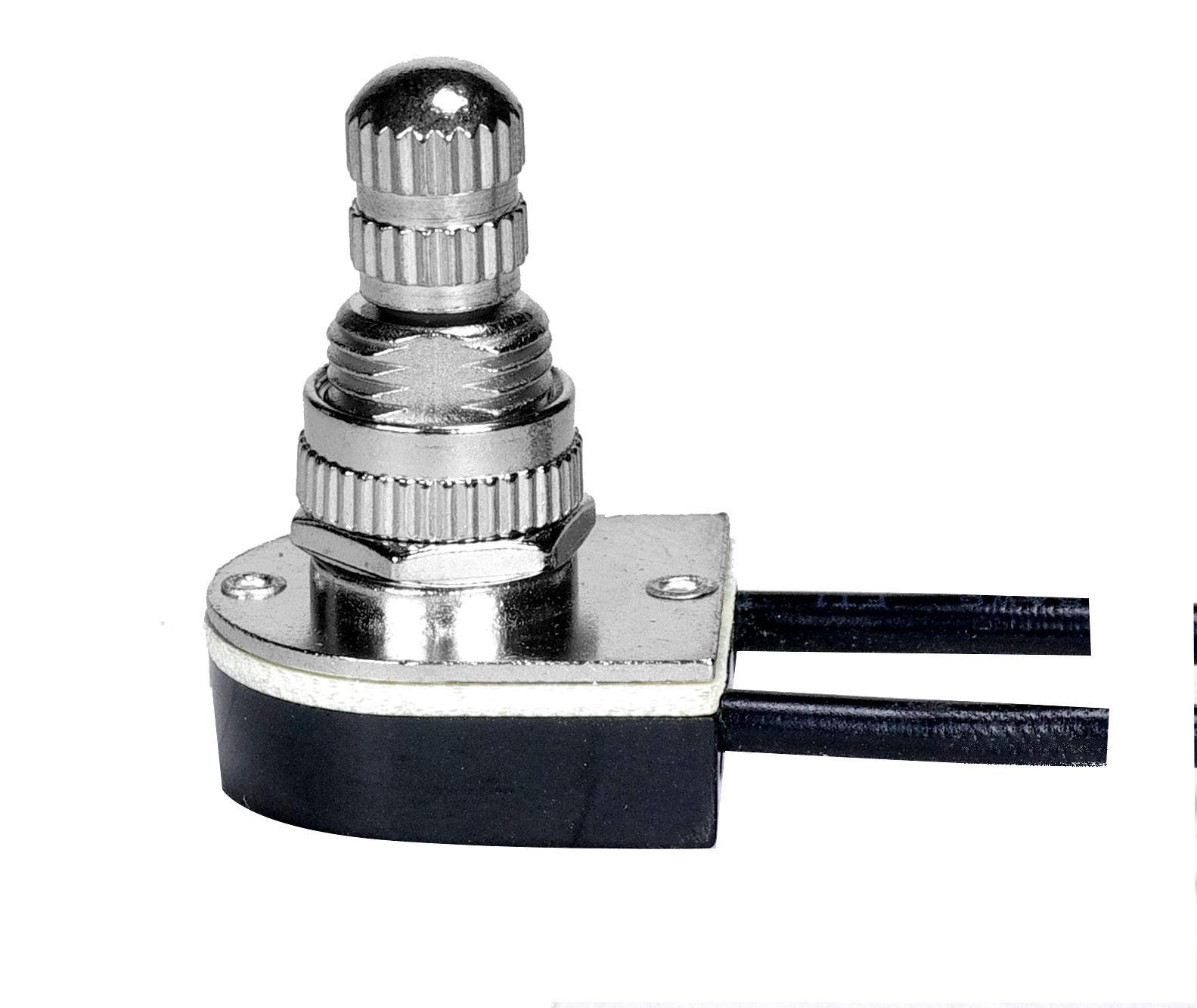 80-1133 - On-Off Metal Rotary Switch, 3/8" Metal Bushing, Single Circuit, 6A-125V, 3A-250V Rating, Nickel Finish