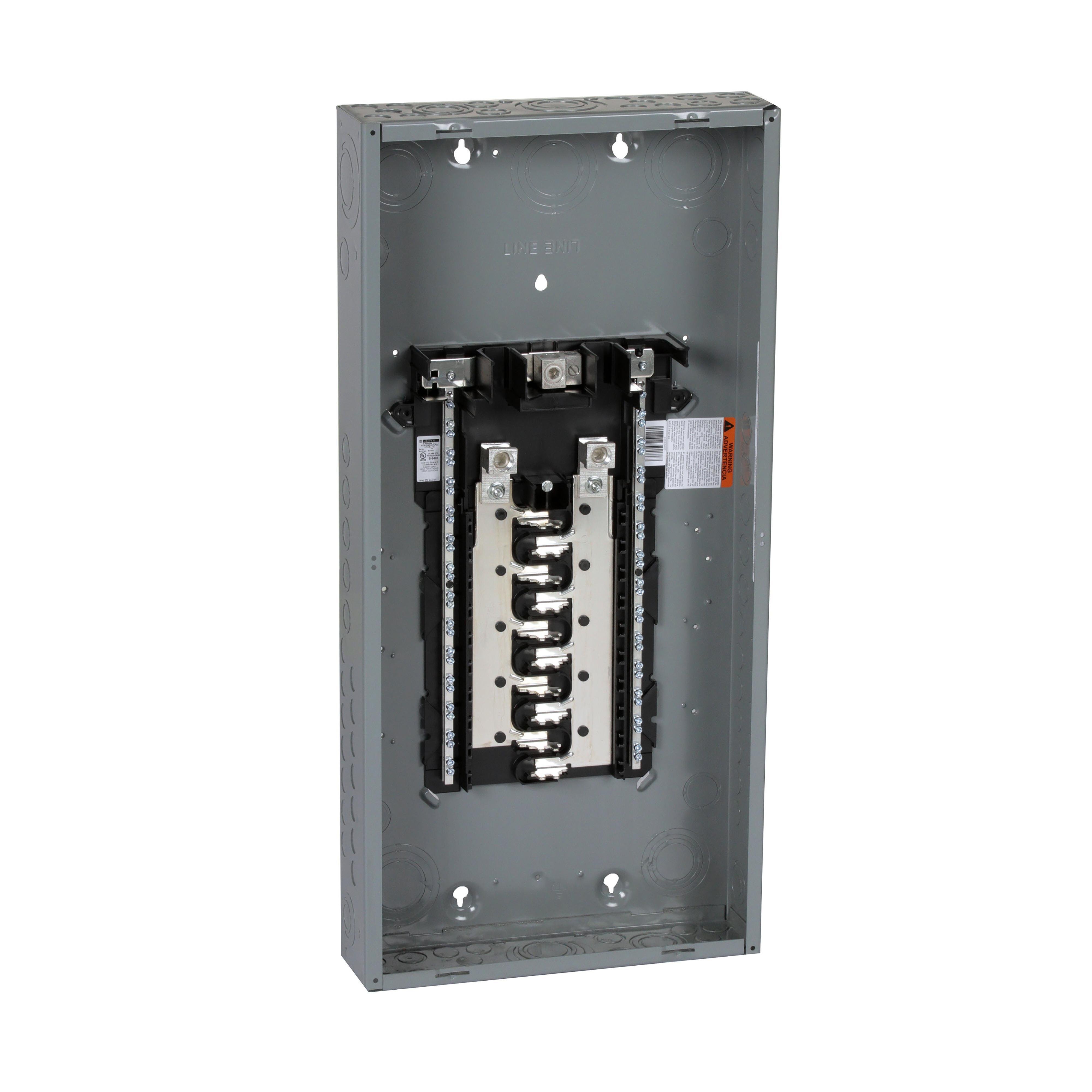 HOM2040L225PGC - Load center, Homeline, 1 phase, 20 spaces, 40 circuits, 225A convertible main lugs, PoN, NEMA1, gnd bar, combo cover
