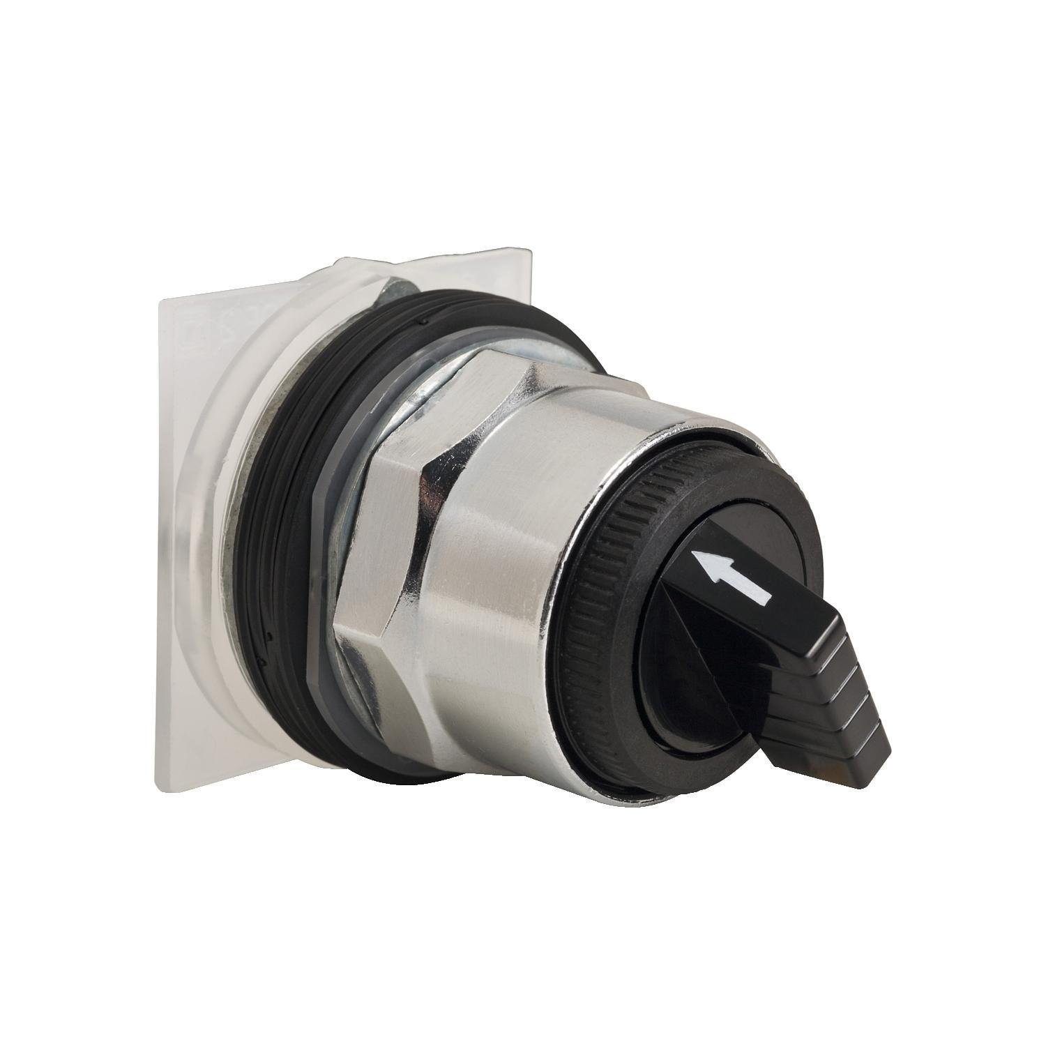 9001KS12B - Selector switch head, Harmony 9001K, metal, standard handle, black, 30mm, 2 positions, Cam D, stay put