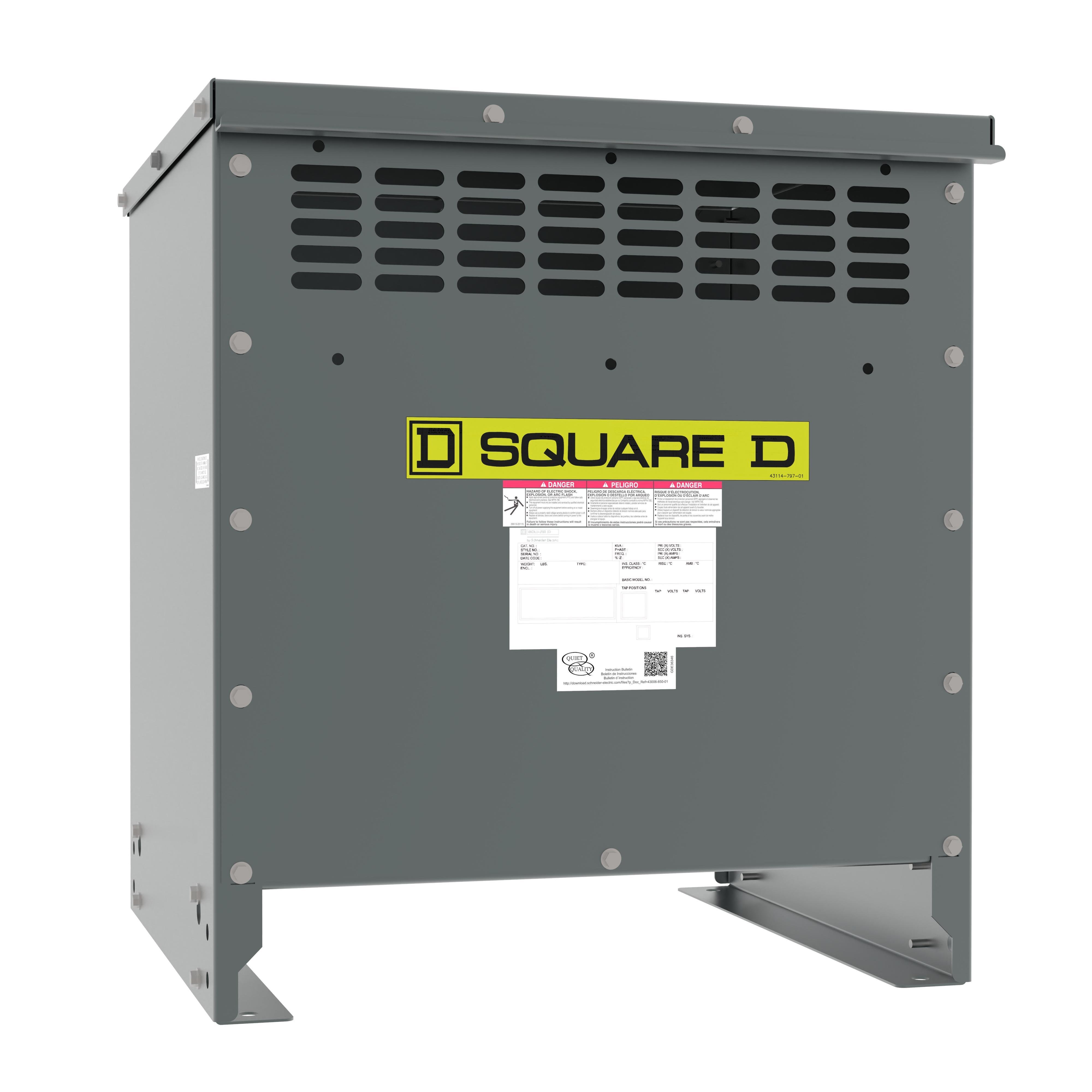 Picture of EXN15T3HFCU - Transformer, dry type, DOE 2016, 15kVA, 3 phase, 480V delta primary, 208Y/120V secondary, 17M, 115C rise, Cu