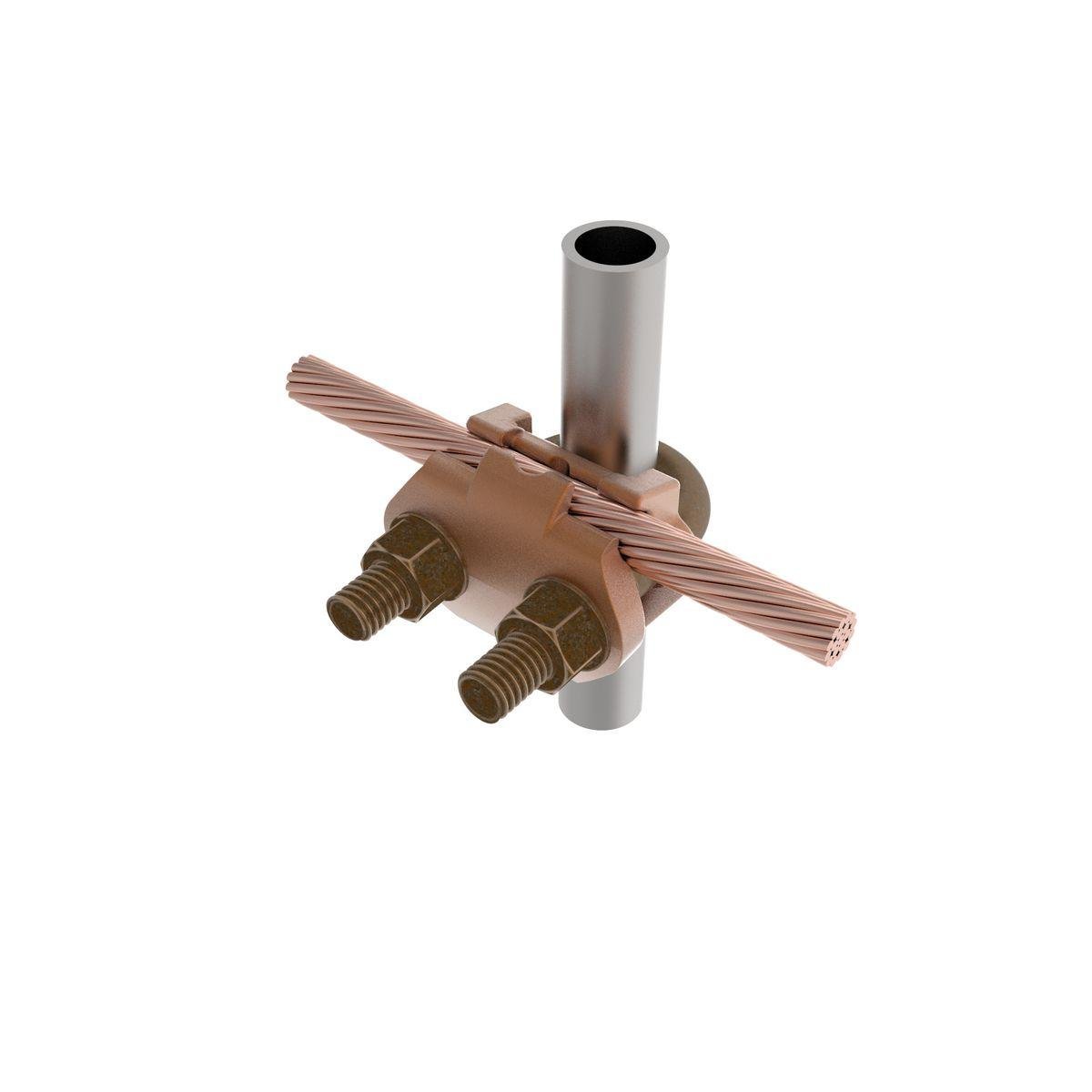 Picture of GAR6429 - Mechanical Grounding Connector, Cable to Rod or Pipe, 2/0 AWG (Sol) -250 kcmil, 3/8" Pipe, 5/8"-3/4" Rod, #5-#6 Rebar, Bright Dipped