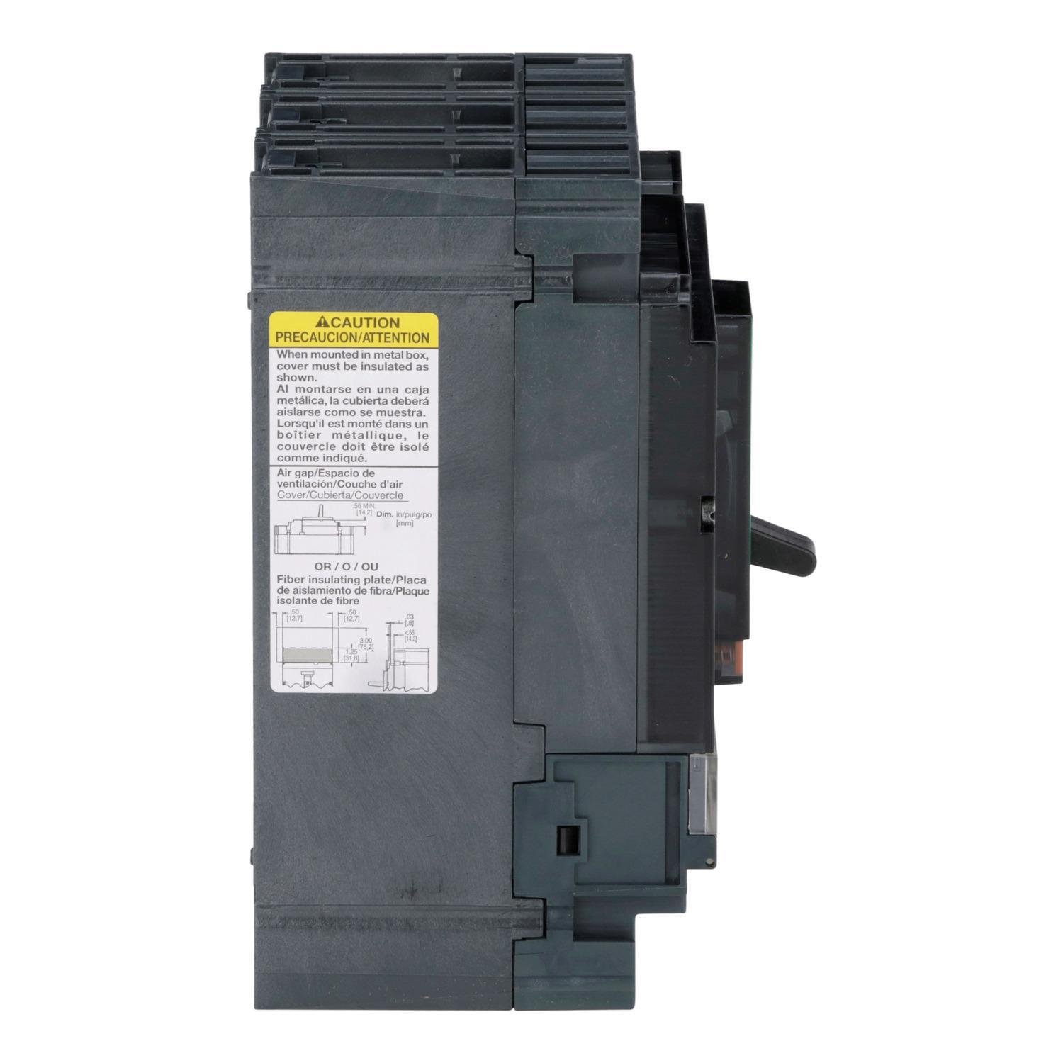 Picture of HDL36060U31X - Circuit breaker, PowerPacT H, 60A, 3 pole, 600VAC, 14kA, lugs, Micrologic 3.2, 80%