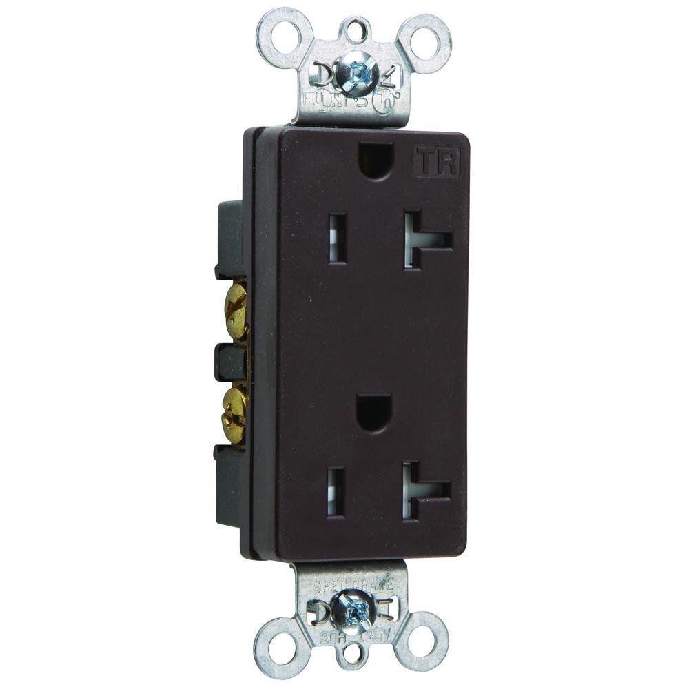 TR26362 - 20A 125V Heavy Duty Spec-Grade Tamper-Resistant Decorator Duplex Receptacle, Back and Side Wire, Brown