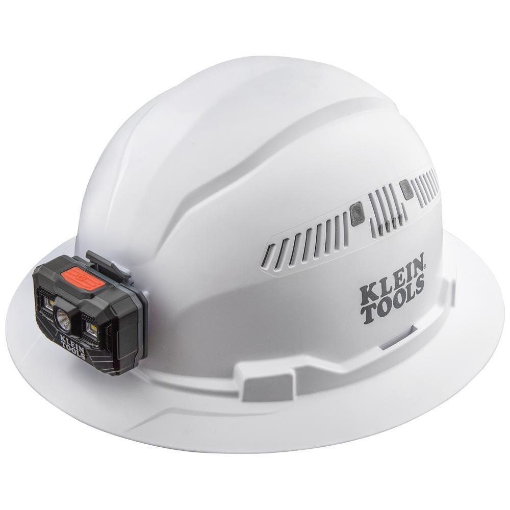 60407RL - Hard Hat, Vented, Full Brim with Rechargeable Headlamp, White
