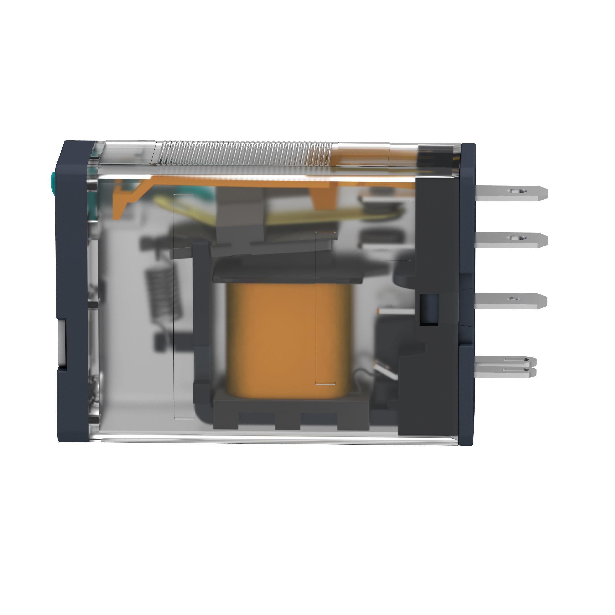 Picture of RPM11BD - plug-in relay, Harmony electromechanical relays, 15A, 1CO, lockable test button, 24V DC